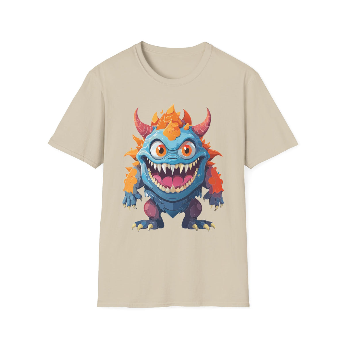 Cute Colorful Monster T-Shirt — Fun Cartoon Demon Cartoon Graphic Tee Unisex 100 Cotton Gildan T-Shirt