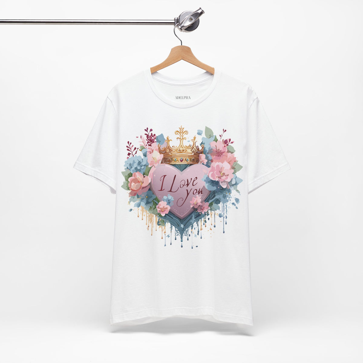Valentine's Day Graphic Unisex Cotton Bella+Canvas Tee with Floral Art Design d133