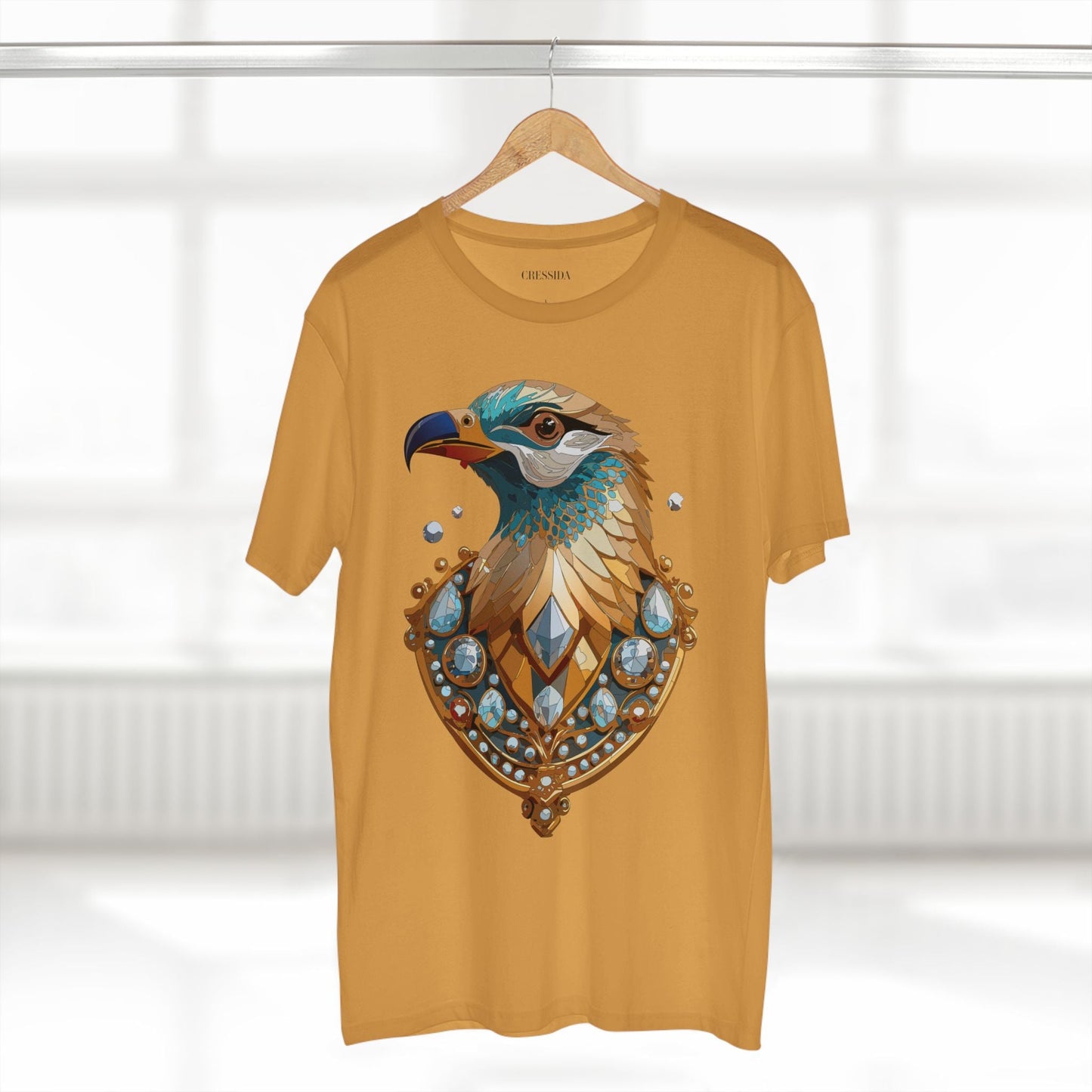 Bird Graphic Unisex 100 Cotton Tee With Unique Animal Golden Medallion Art Design 21