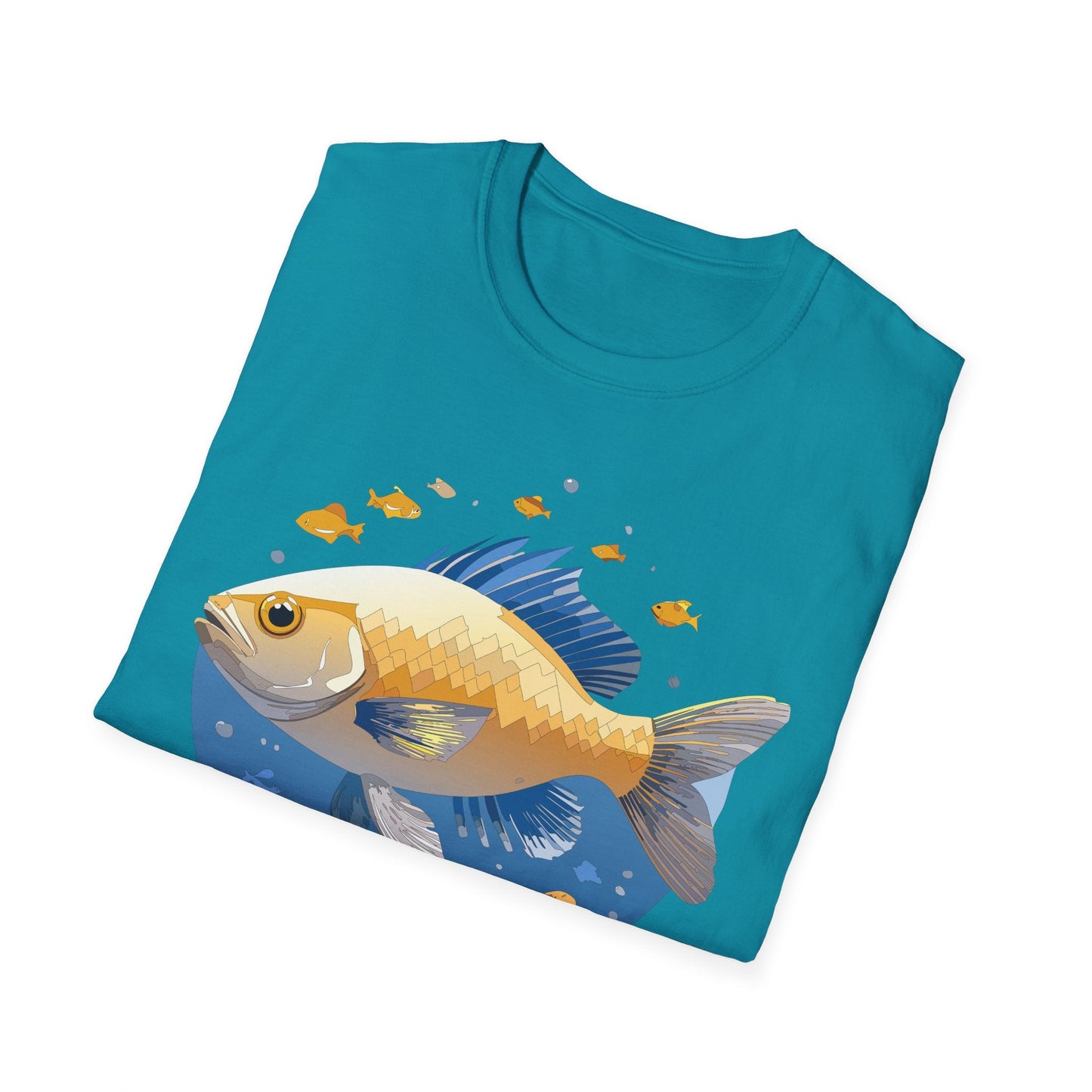 Fish Art Graphic Tee Shirt Unisex Gildan Softstyle 64000 100 Percent Ring Spun Cotton