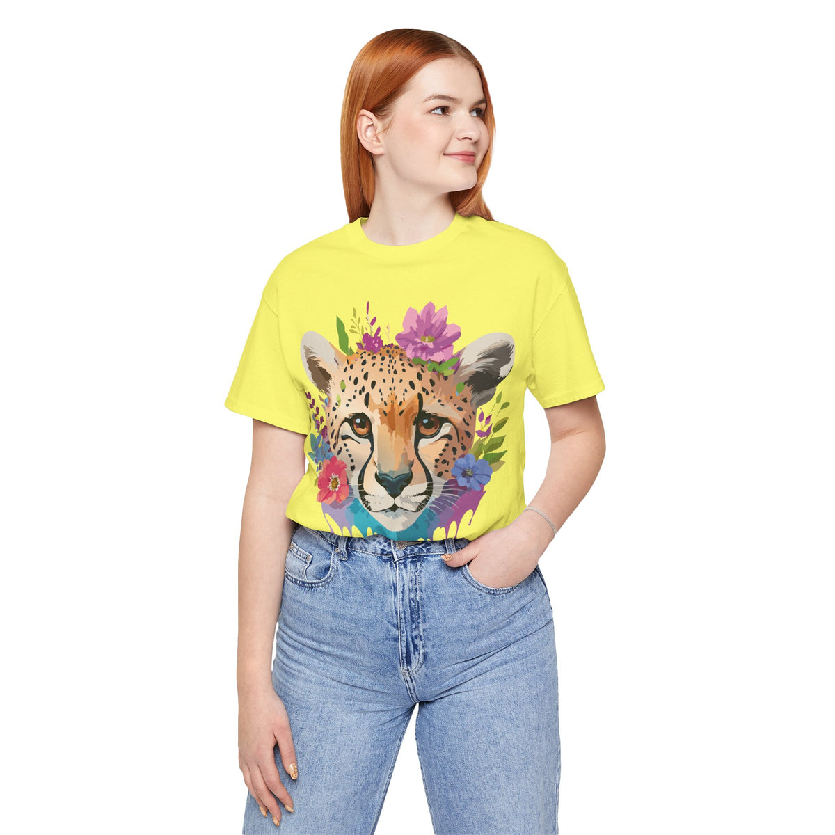 Cheetah Graphic Unisex Cotton Bella+Canvas Tee with Art Animal Design e11