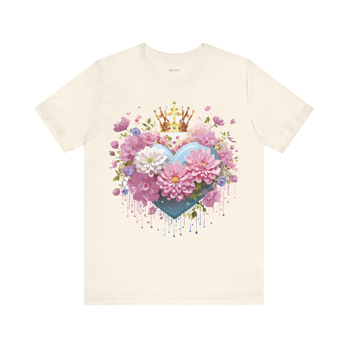 Valentine's Day Graphic Unisex Cotton Bella+Canvas Tee with Floral Art Design d128