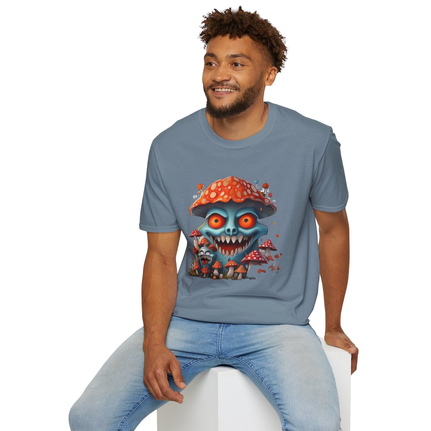 Funny Mashroom Graphic Unisex Softstyle Cotton With Cartoon Illustration Design 3