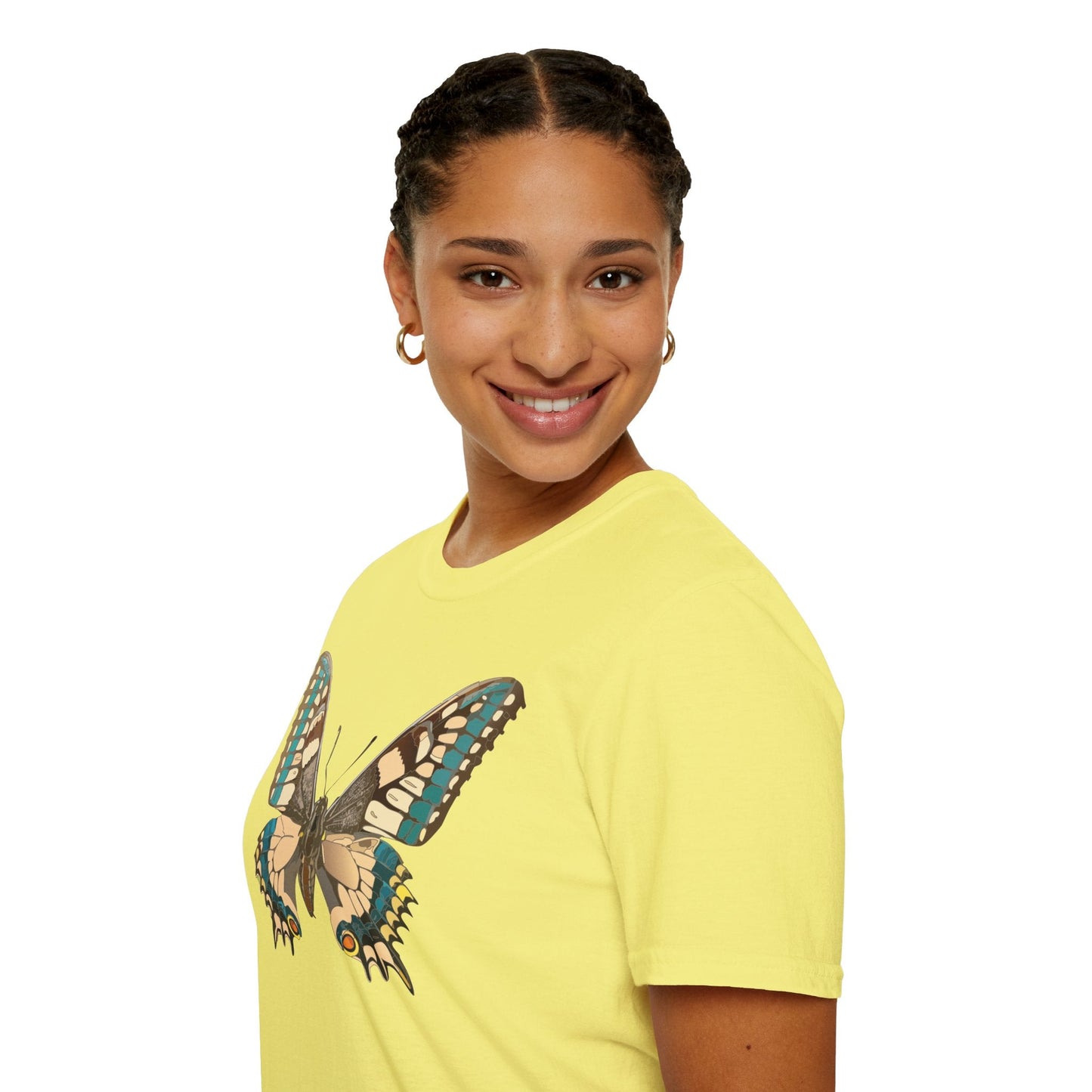 Unisex Butterfly T Shirt Softstyle 64000 Ring Spun Cotton Lightweight Tee Breathable Everyday Comfort