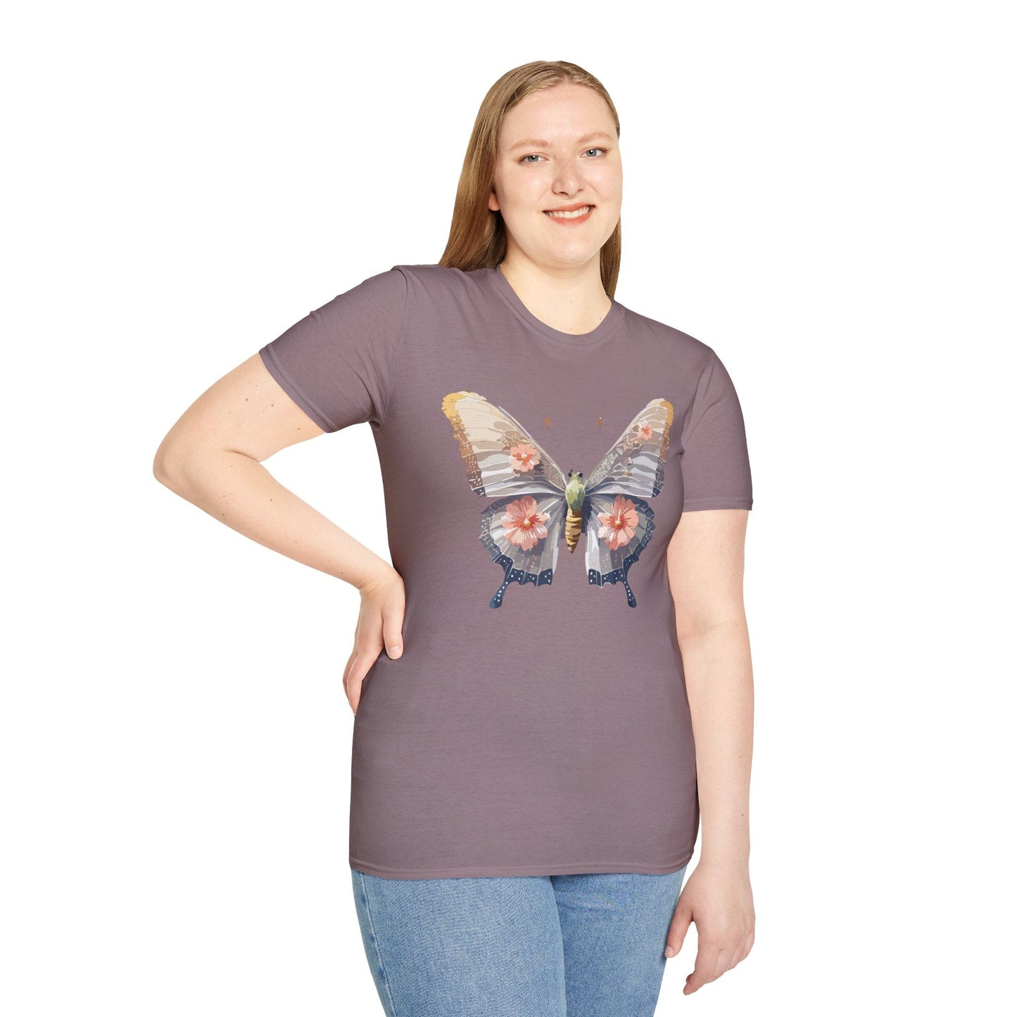 Butterfly T Shirt Unisex Monarch Design Gildan Softstyle 64000 100 Percent Ring Spun Cotton