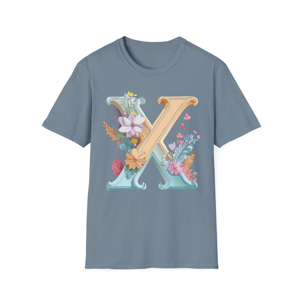 Floral Letter X T-Shirt | Botanical Monogram Tee