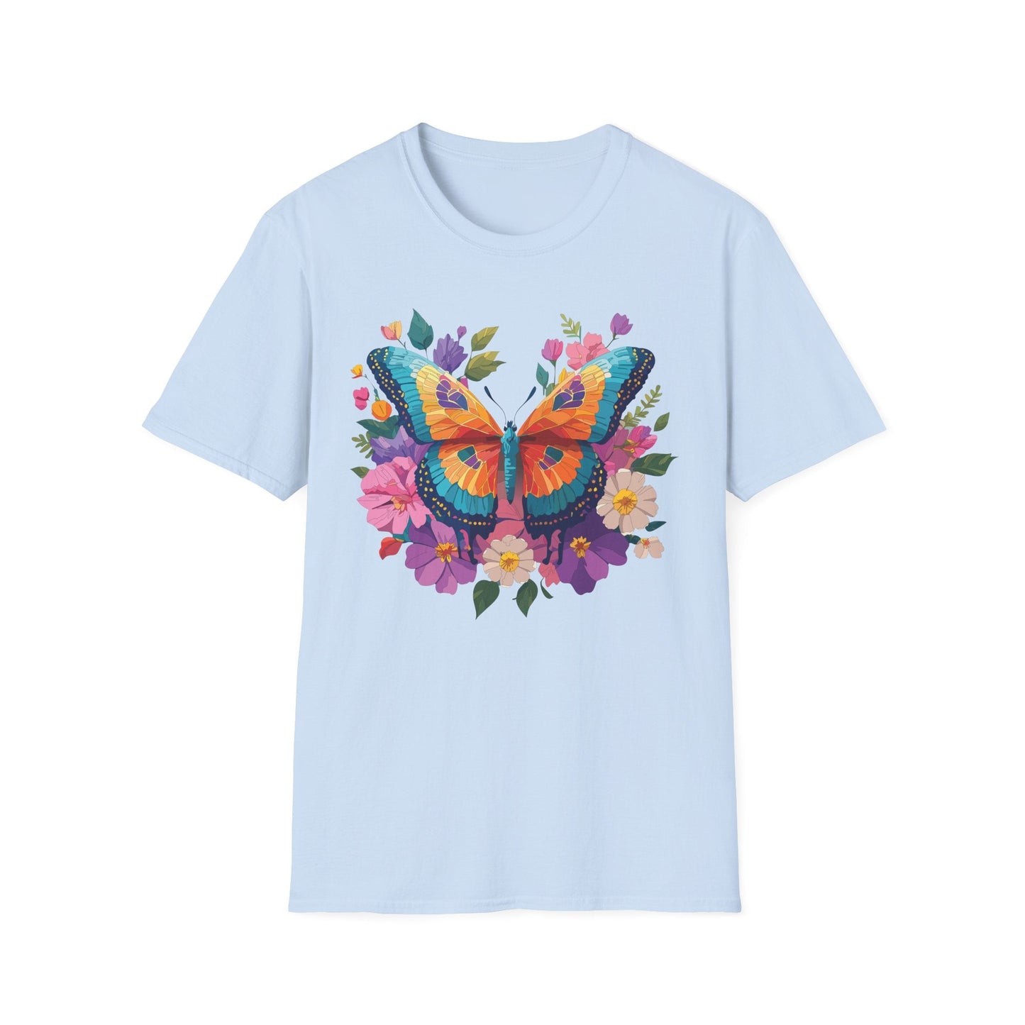 Butterfly Themed Unisex Softstyle T Shirt 100 Cotton Monarch Design Tee Gildan 64000
