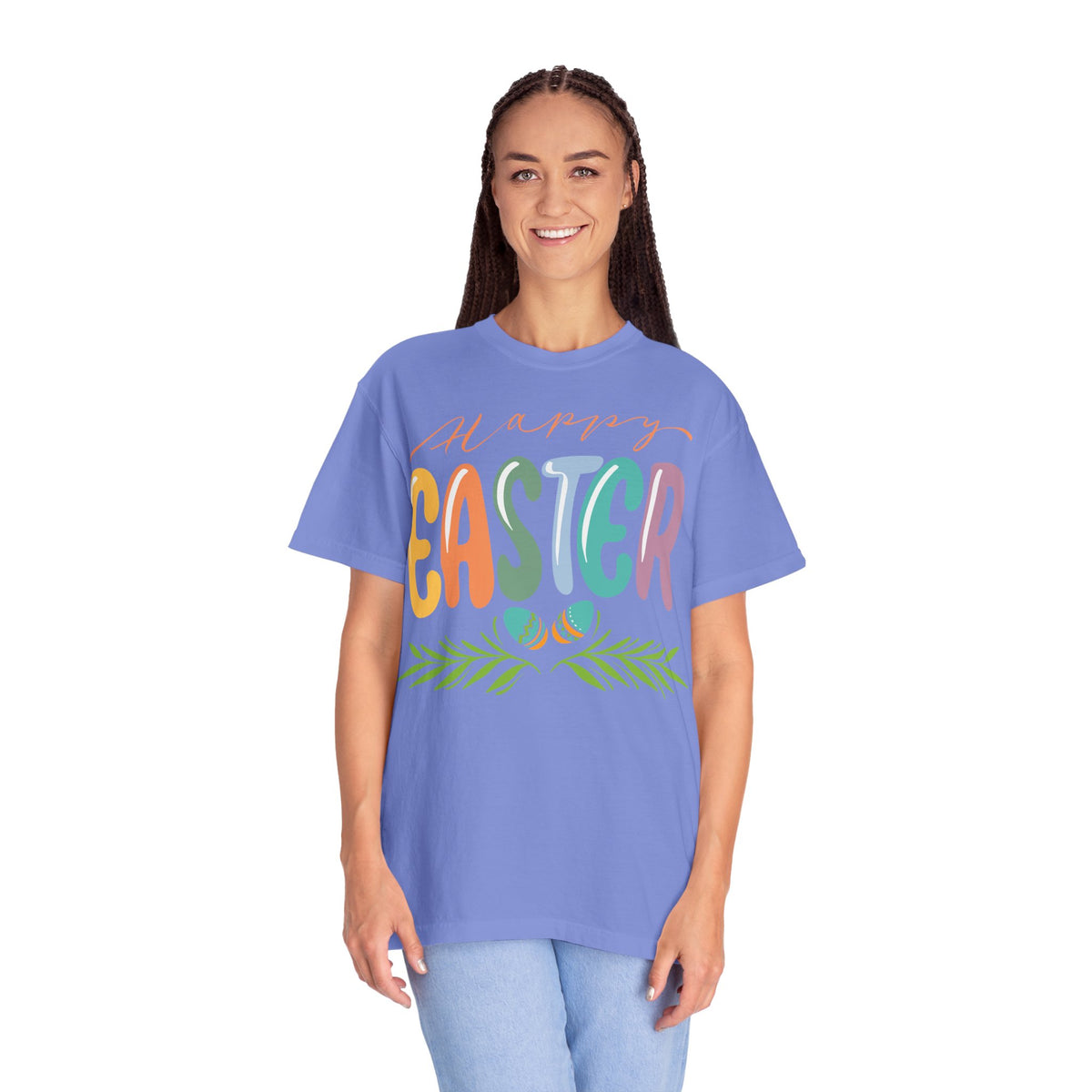 Happy Easter T-Shirt, Tee Shirt with Easter Signature, T Shirt with Easter Prints, Tee Shirt with Easter Design