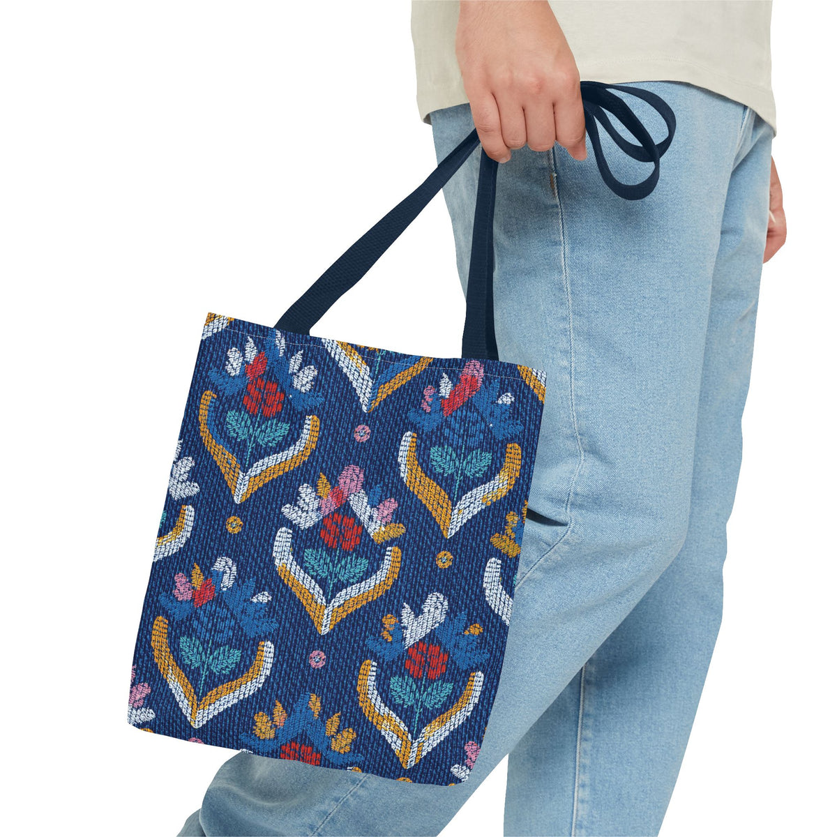 Denim Fabric Imitation Print Unisex Canvas Bag Poly Spun 3 Sizes Tote Bag 150