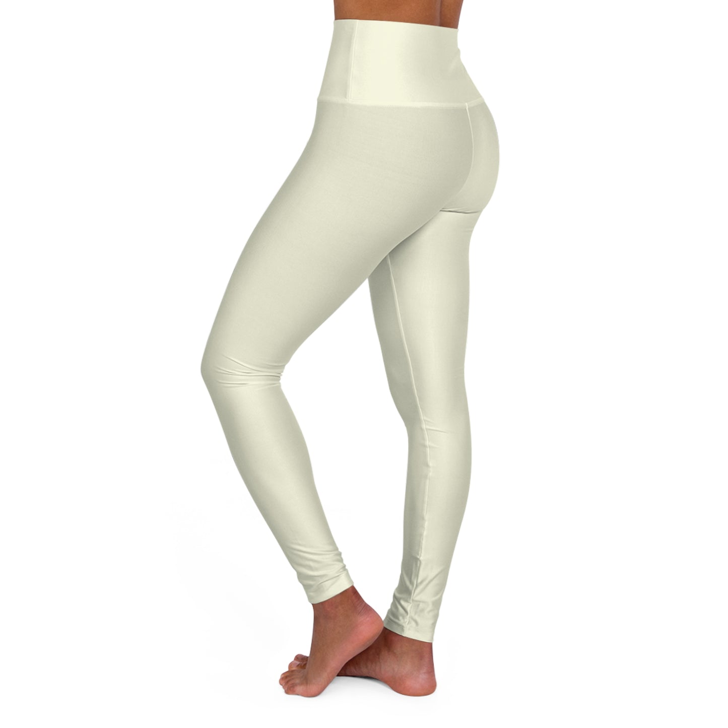 Shell Beige Color High-Waist Yoga Leggings Women's Seamless Poly-Span Stretchy Pants XS-2XL