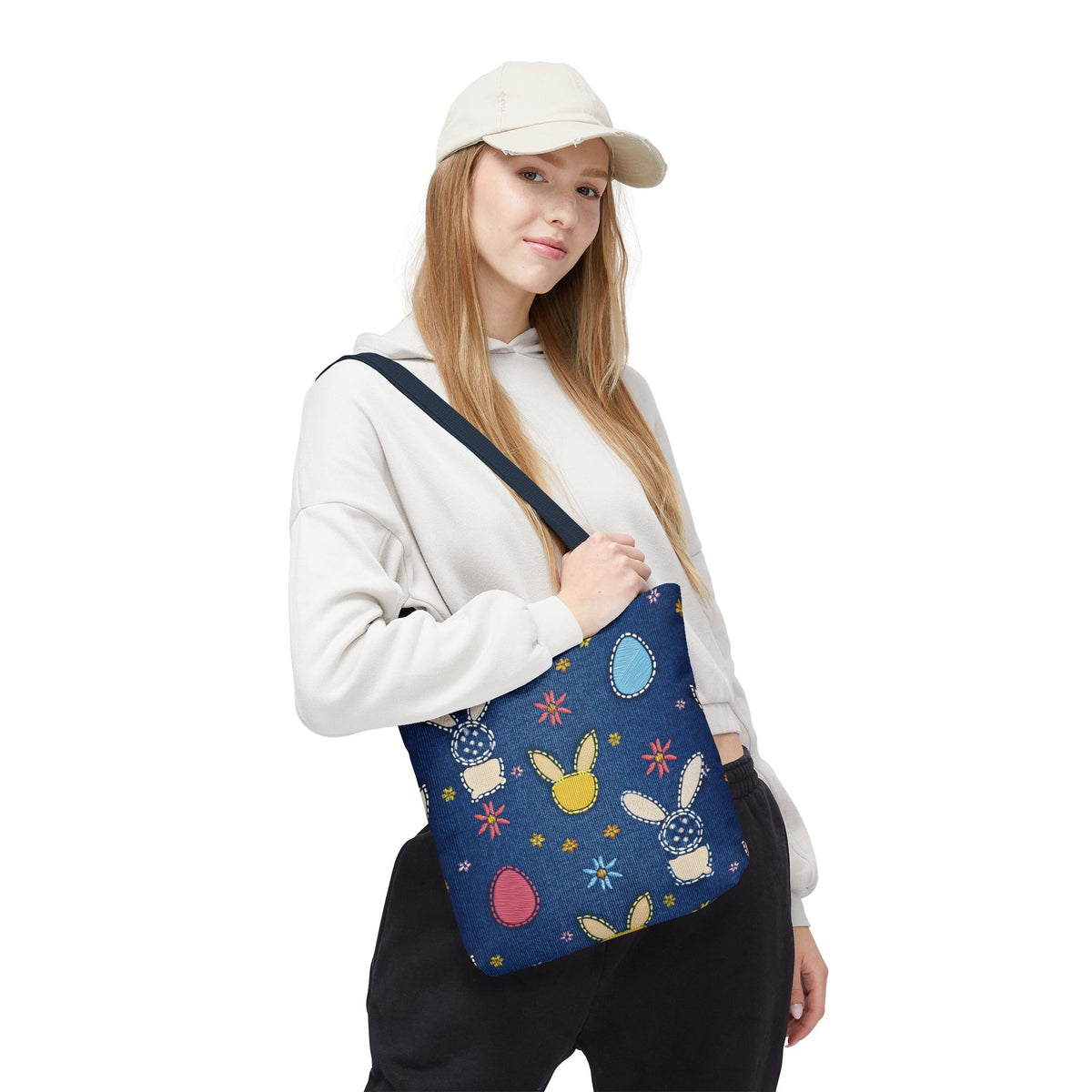 Easter Graphic Design Denim Fabric Imitation Print Unisex Canvas Bag Poly Spun 3 Sizes Tote Bag 204-5