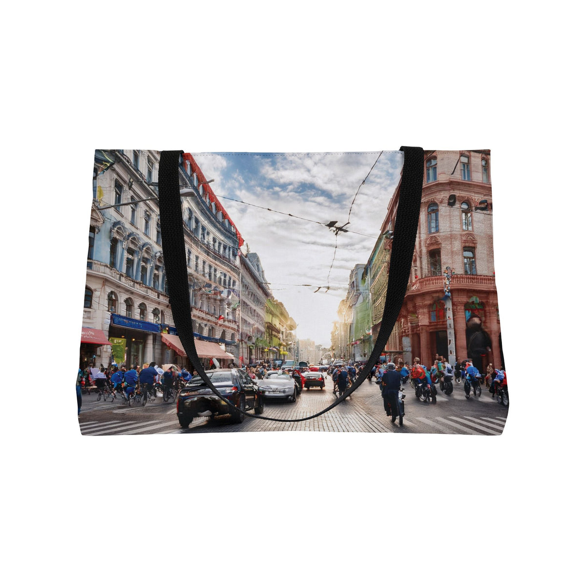City Street Photo Print Big Bag  100% Spun Poly 24x13 Canvas Art Bag C-01