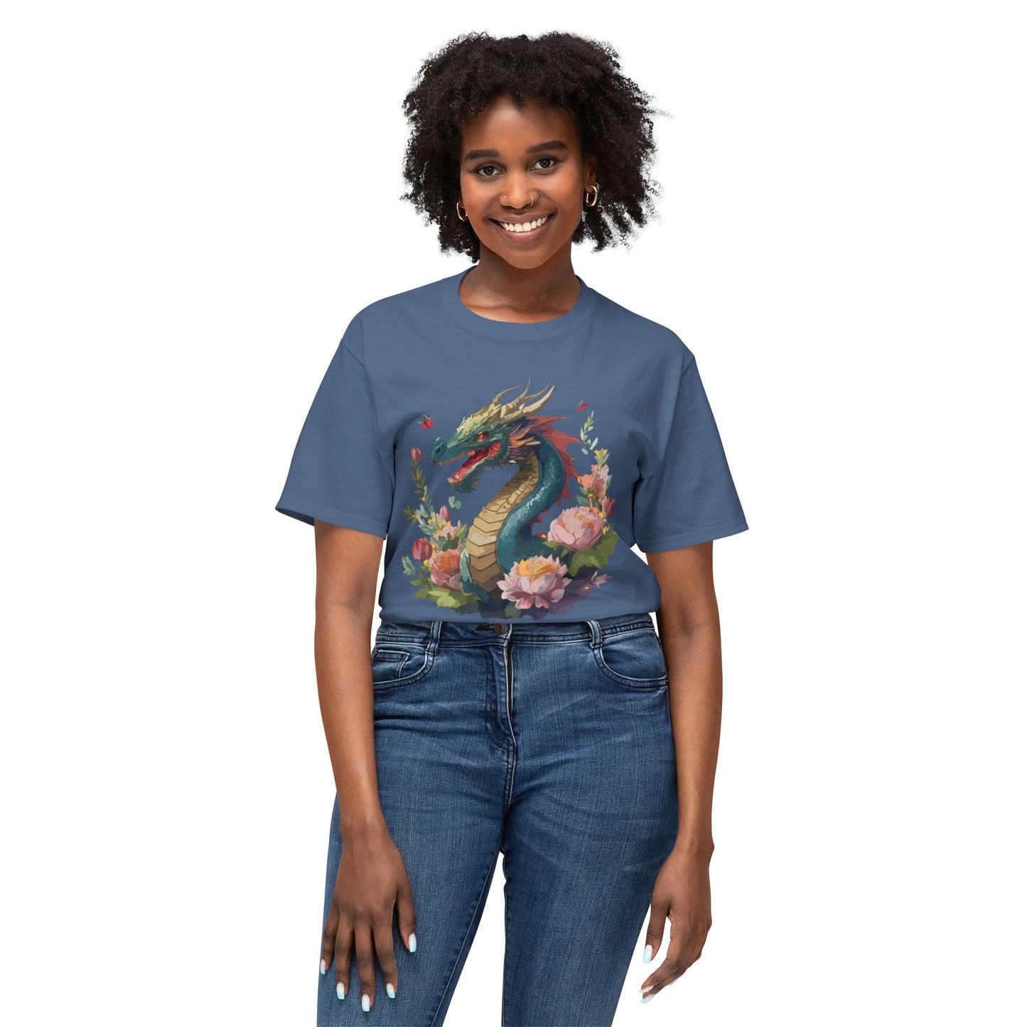 Dragon T-Shirt, Vintage Dragon Tee, Floral Tees, Dragon Art Design Shirt, Tee Shirt with Dragon 8
