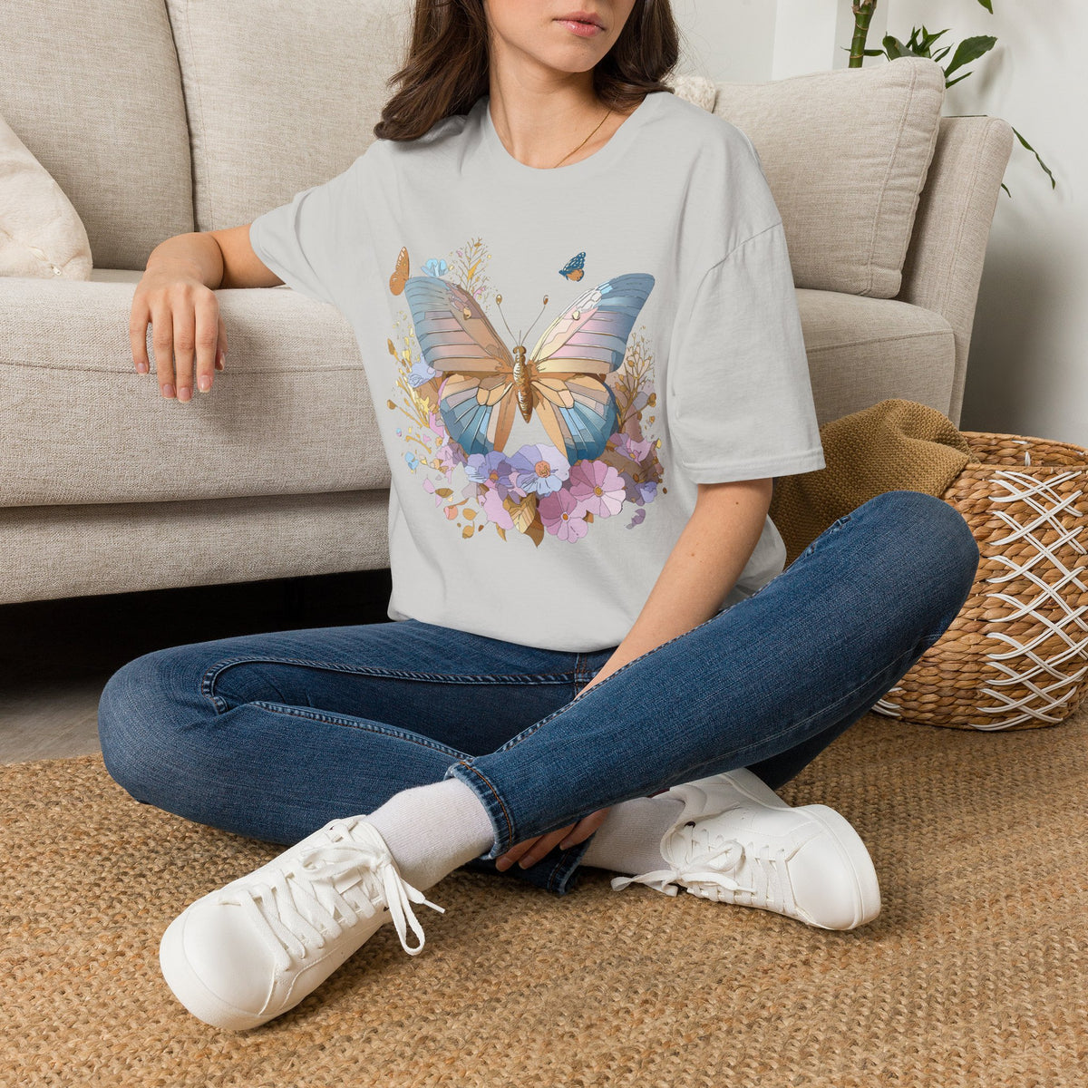 Butterfly Floral Tee — Pastel Garden Butterfly Graphic Tee Unisex 100 Cotton Gildan T-Shirt