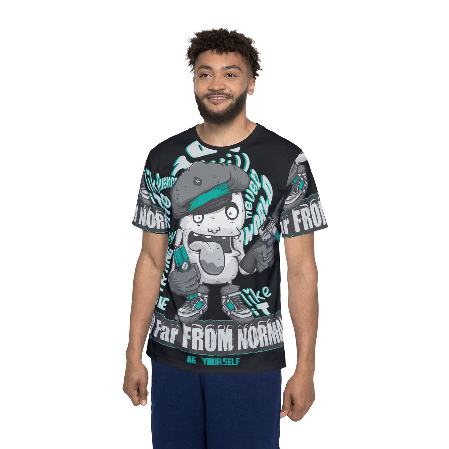 Be18 Fun Graphic T-Shirt, Art Design Poly Shirt, All Over Print Graphic Tee, Funny Print T-Shirt, Funny Cartoon Tee