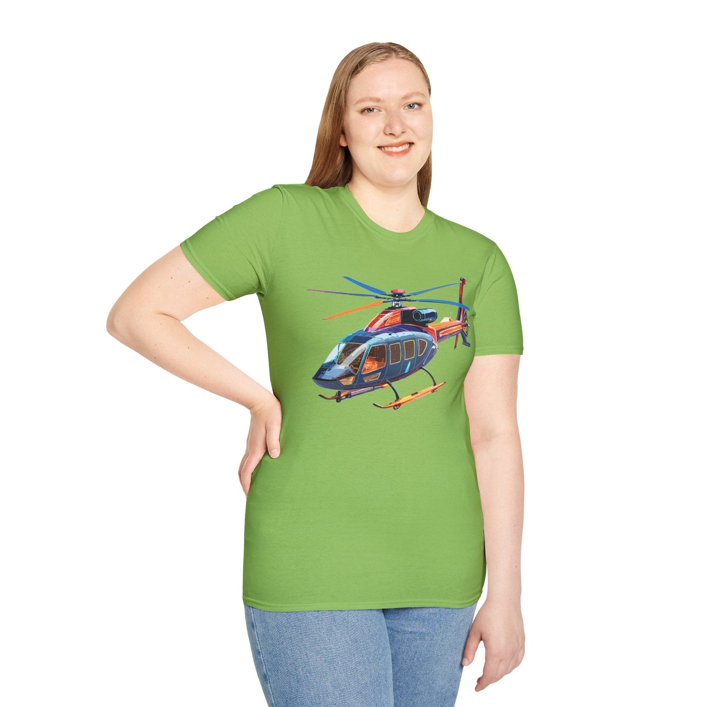 Chopper Helicopter Graphic T Shirt Unisex Softstyle Cotton Short Sleeve Artwork Design