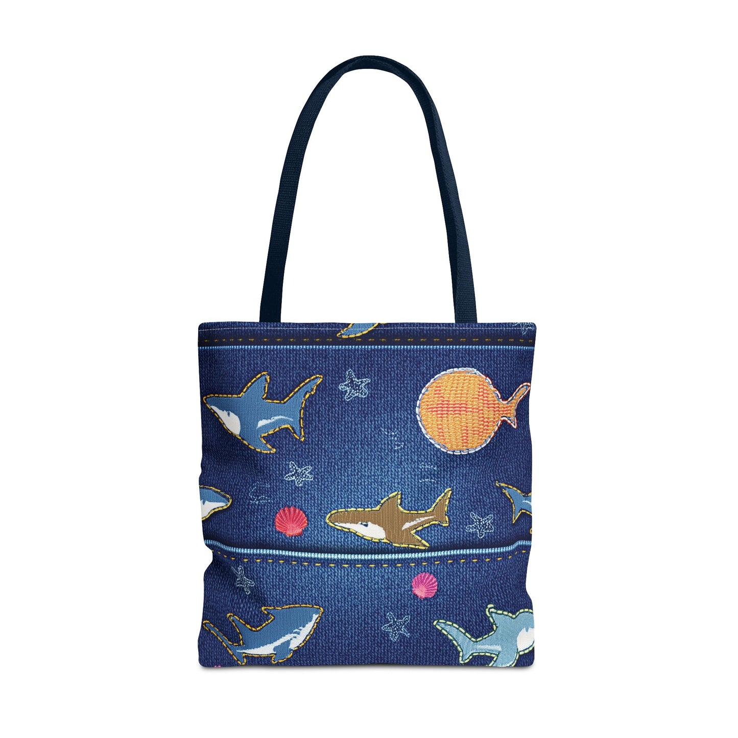 Denim Fabric Imitation Print Unisex Canvas Bag Poly Spun 3 Sizes Tote Bag 182-18