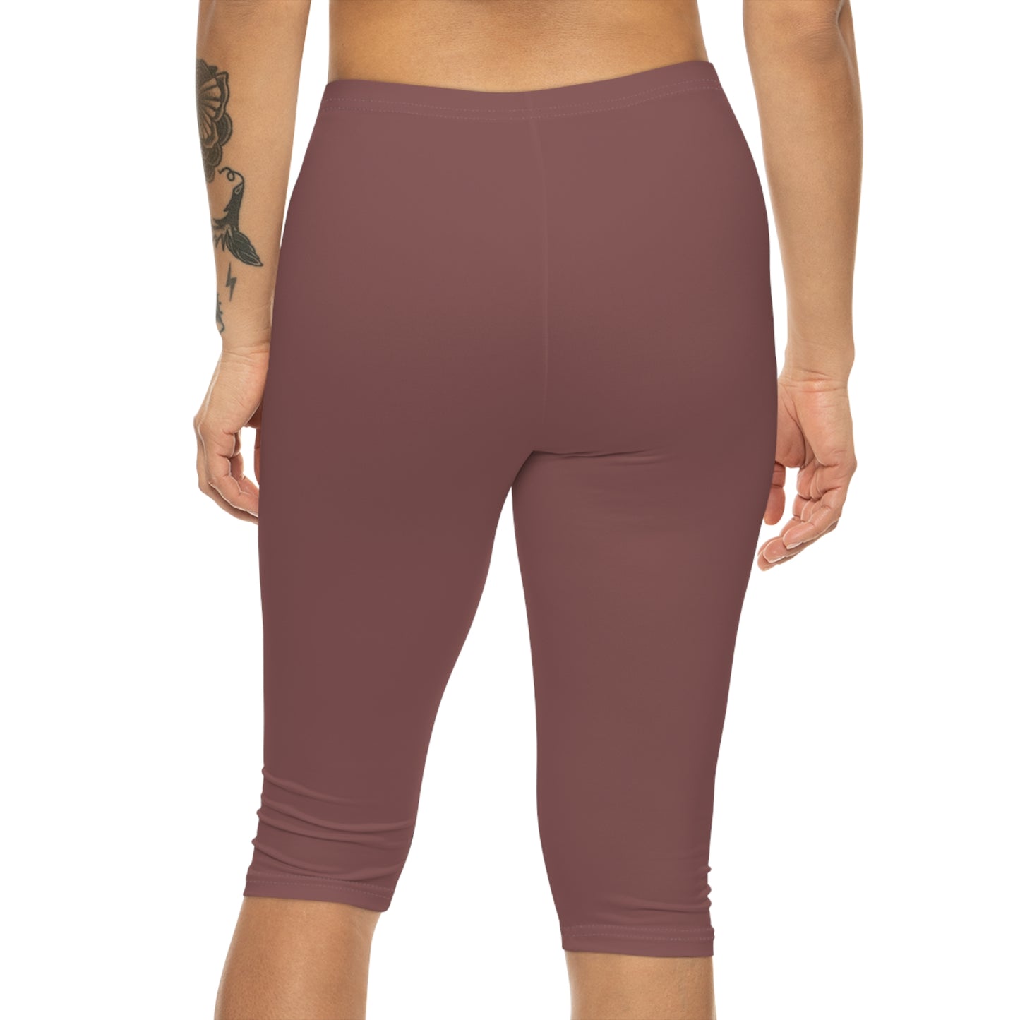 Smoky Rose Color Women's Brushed Suede Poly Span Casual Capri Leggings XS-2XL