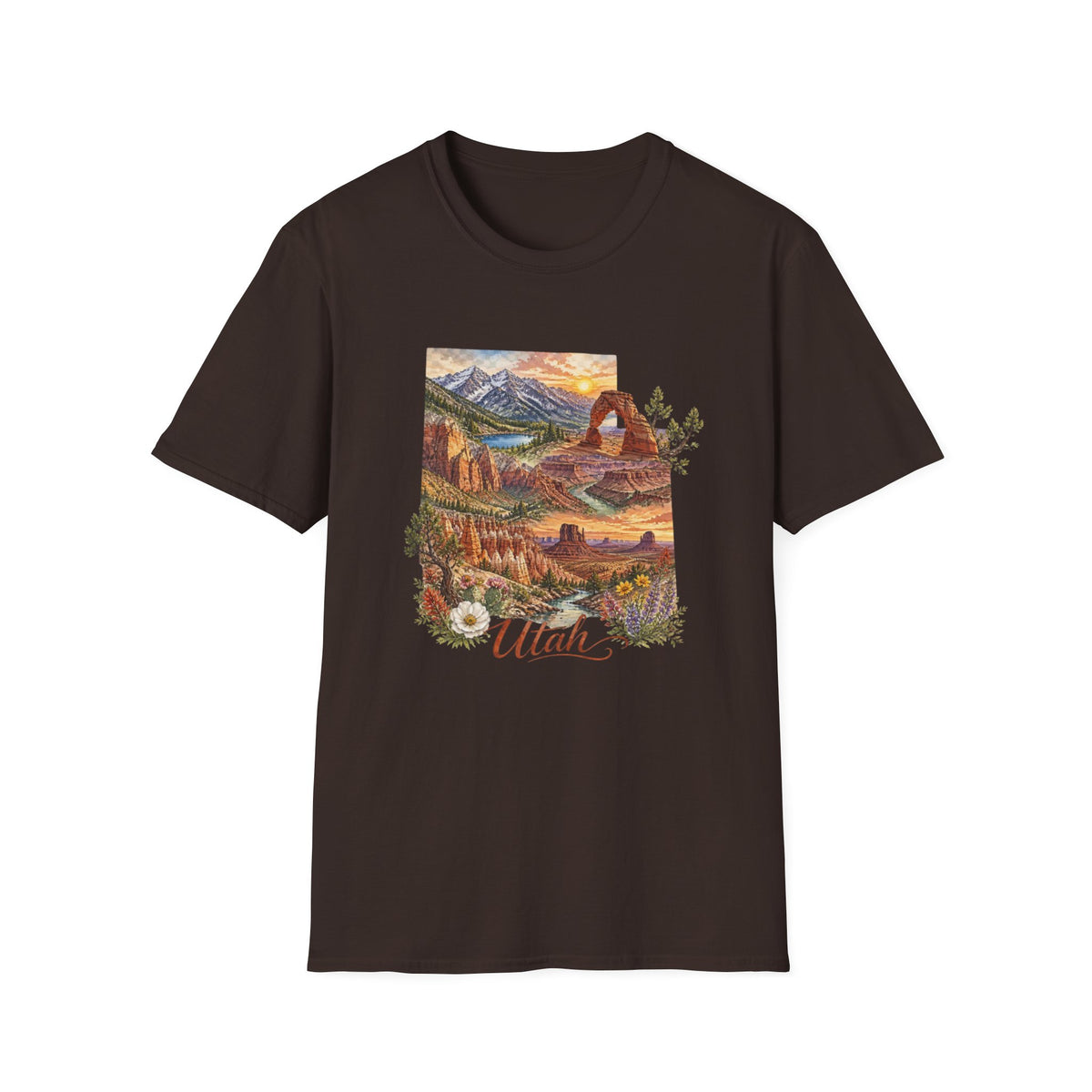 Utah Scenic T-Shirt — Vintage National Park Landscape Tee Travel Tourist Graphic Design Unisex 100 Cotton Gildan T-Shirt