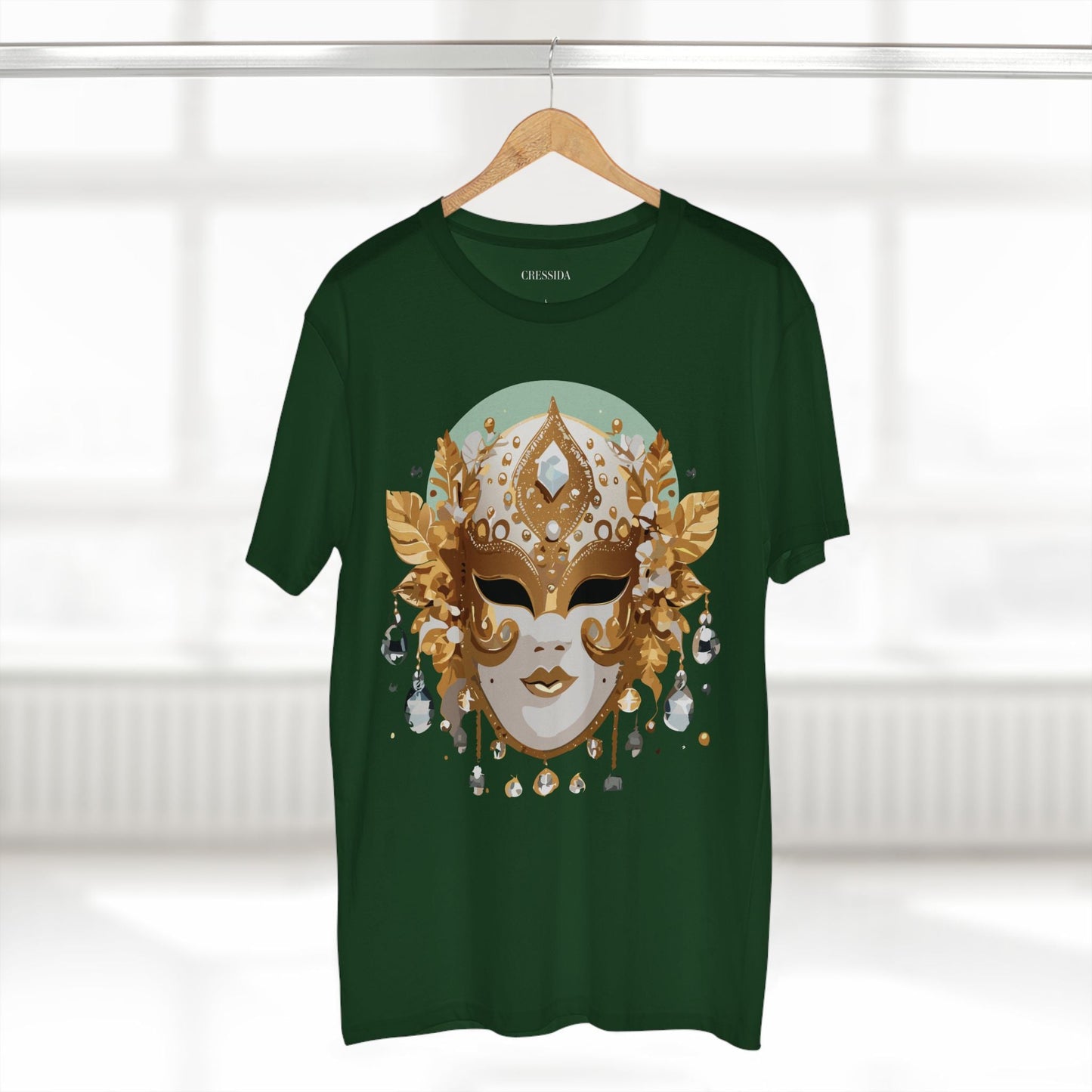 Carnival Mask Graphic T-Shirt Unisex 100 Cotton With Antique Gold Art Design Tee 9