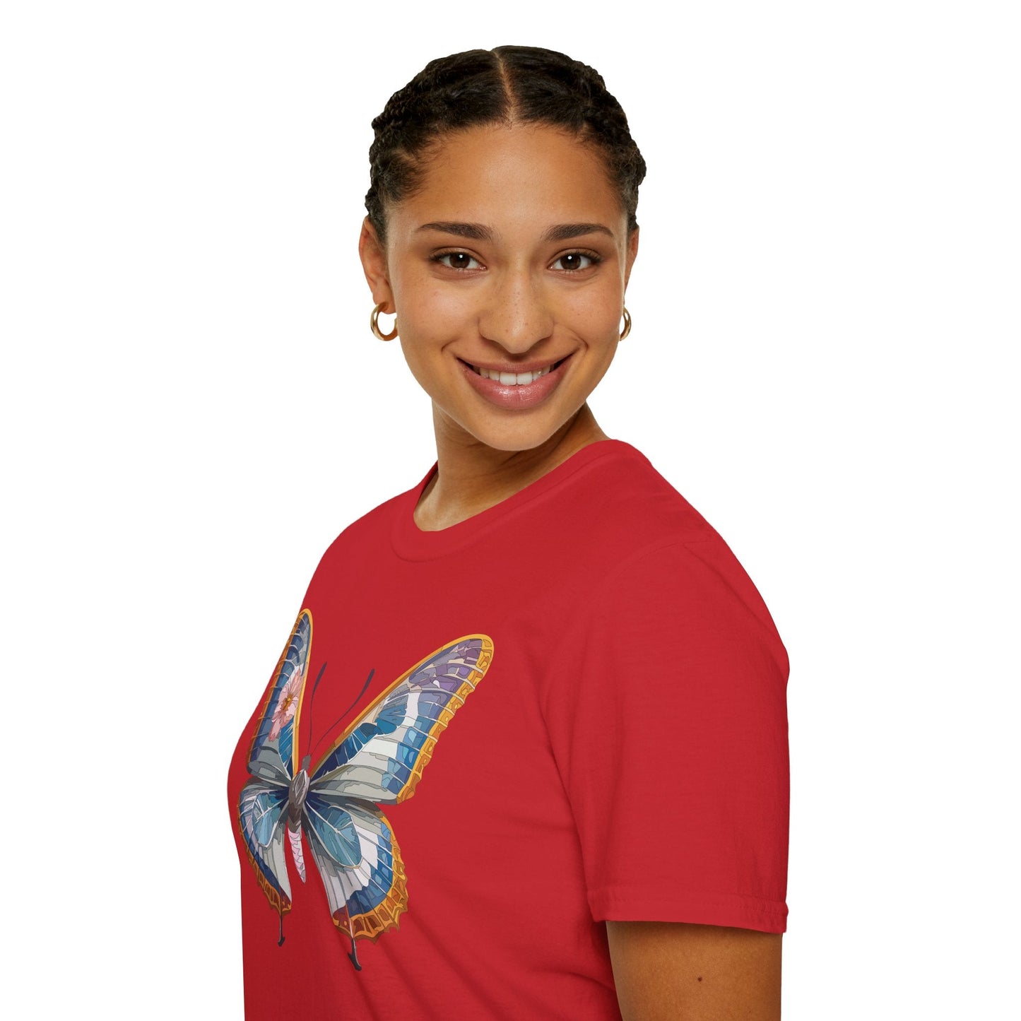 Unisex Butterfly Shirt Softstyle Tee 100 Percent Ring Spun Cotton Monarch Print Tee