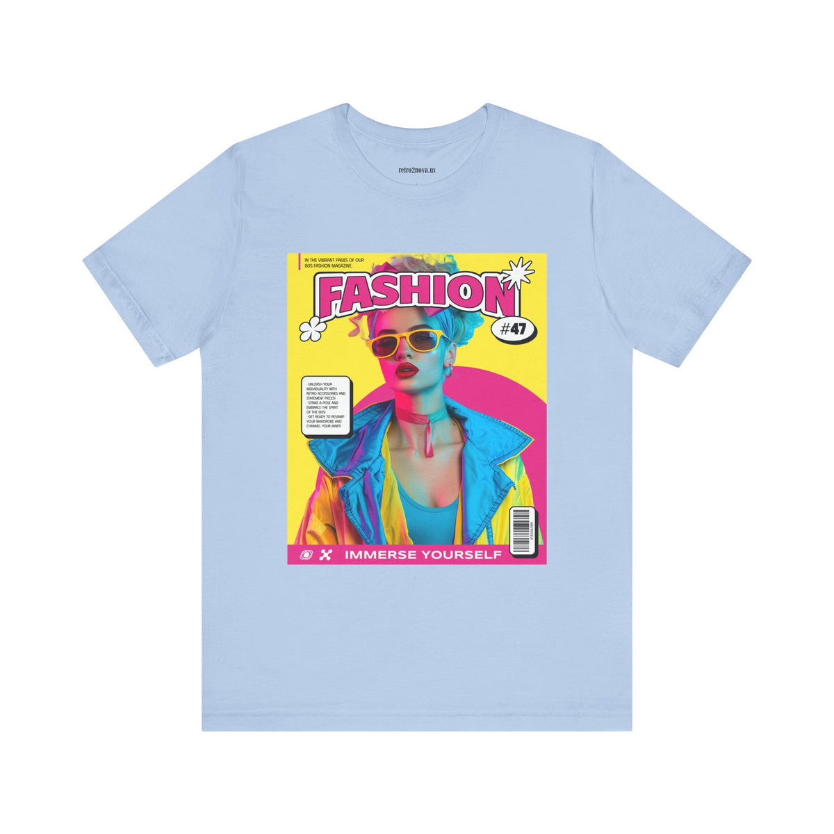 Magazine Cover Graphic Unisex Cotton Bella+Canvas Tee with Retro Poster ab25