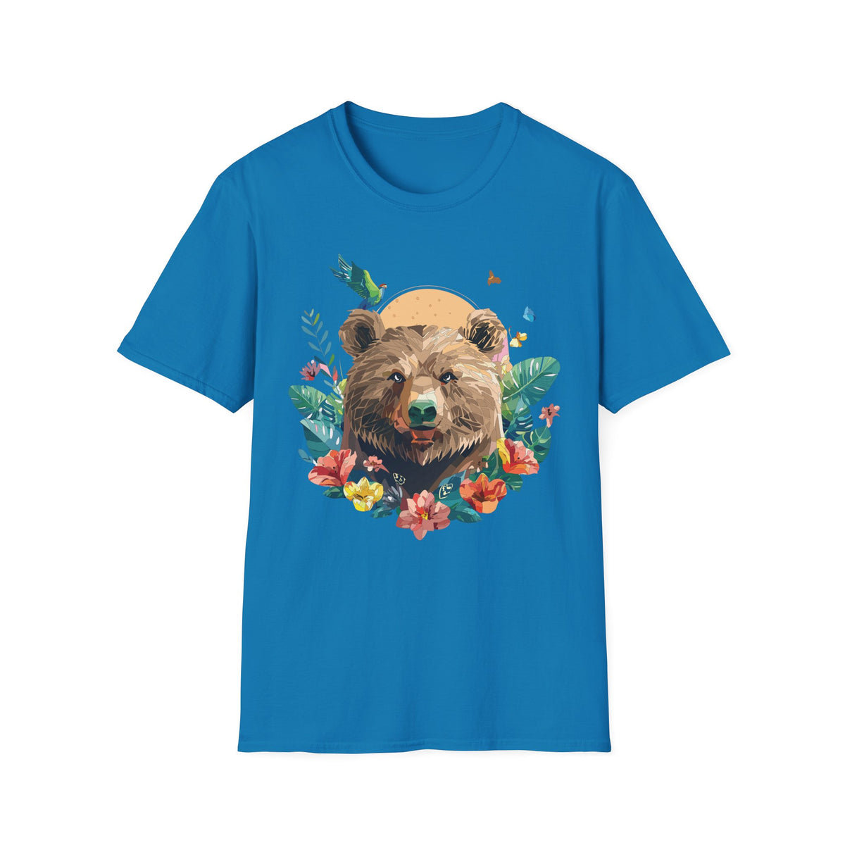 Watercolor Bear Sunflower T-Shirt | Floral Forest Wildlife Tee