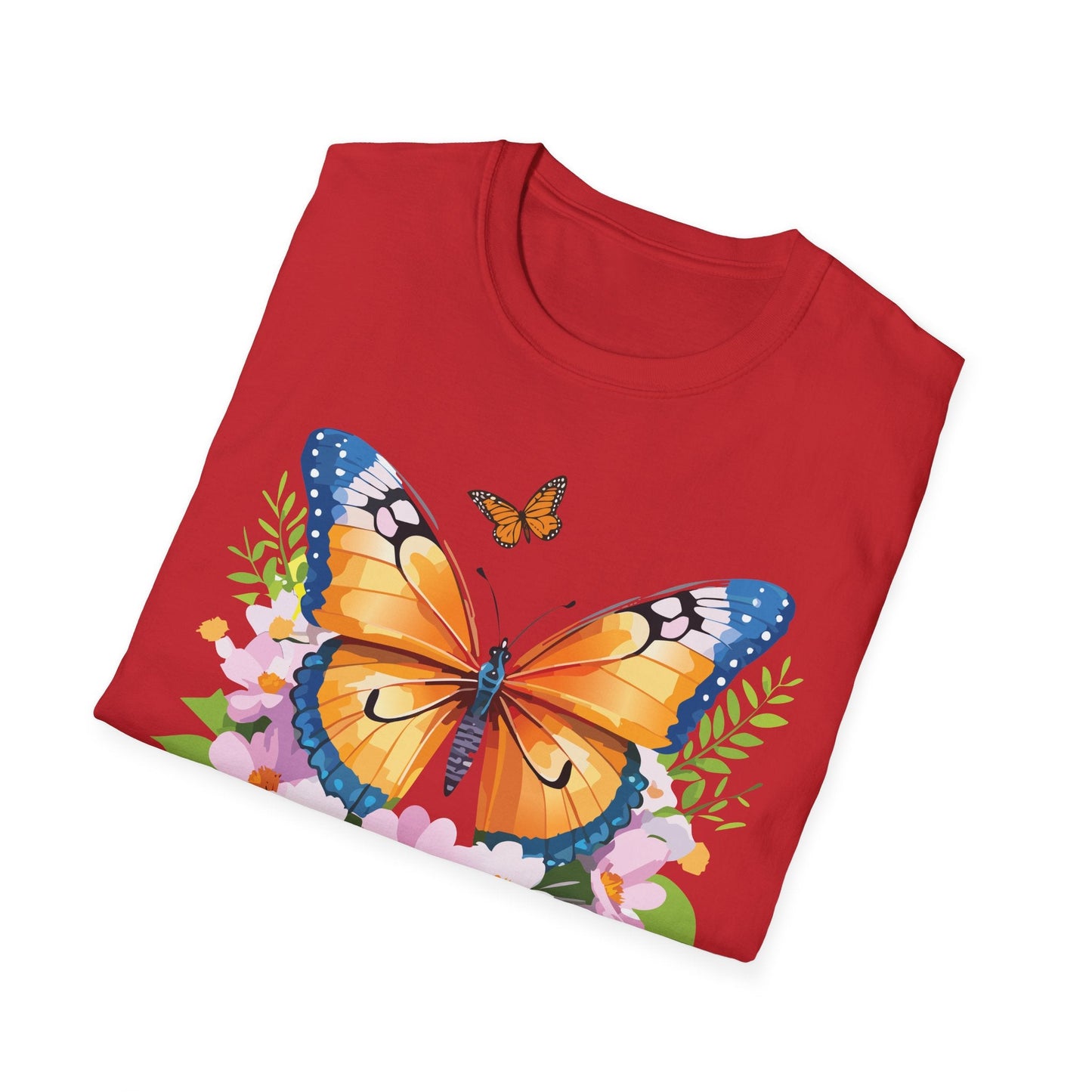 Butterfly Shirt Unisex Cotton Tee Monarch Butterfly Design Gildan Softstyle 64000 Short Sleeve