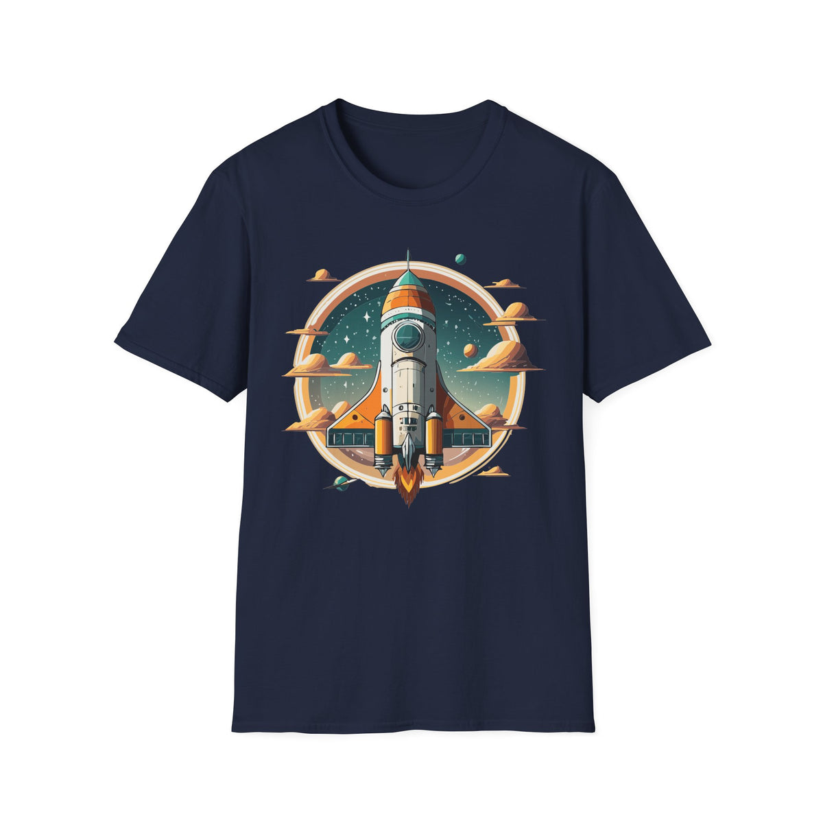 Retro Rocket Launch T-Shirt | Space Shuttle Graphic Design Unisex 100 Cotton Gildan T-Shirt