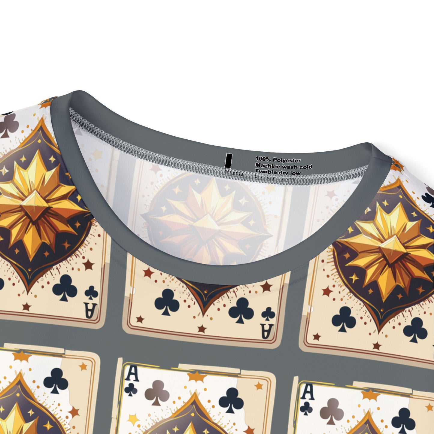 Ace Clubs Graphic T-Shirt, Art Design Poly Shirt, All Over Print Graphic Tee, Playing Cards T-Shirt, Playing Cards Tees