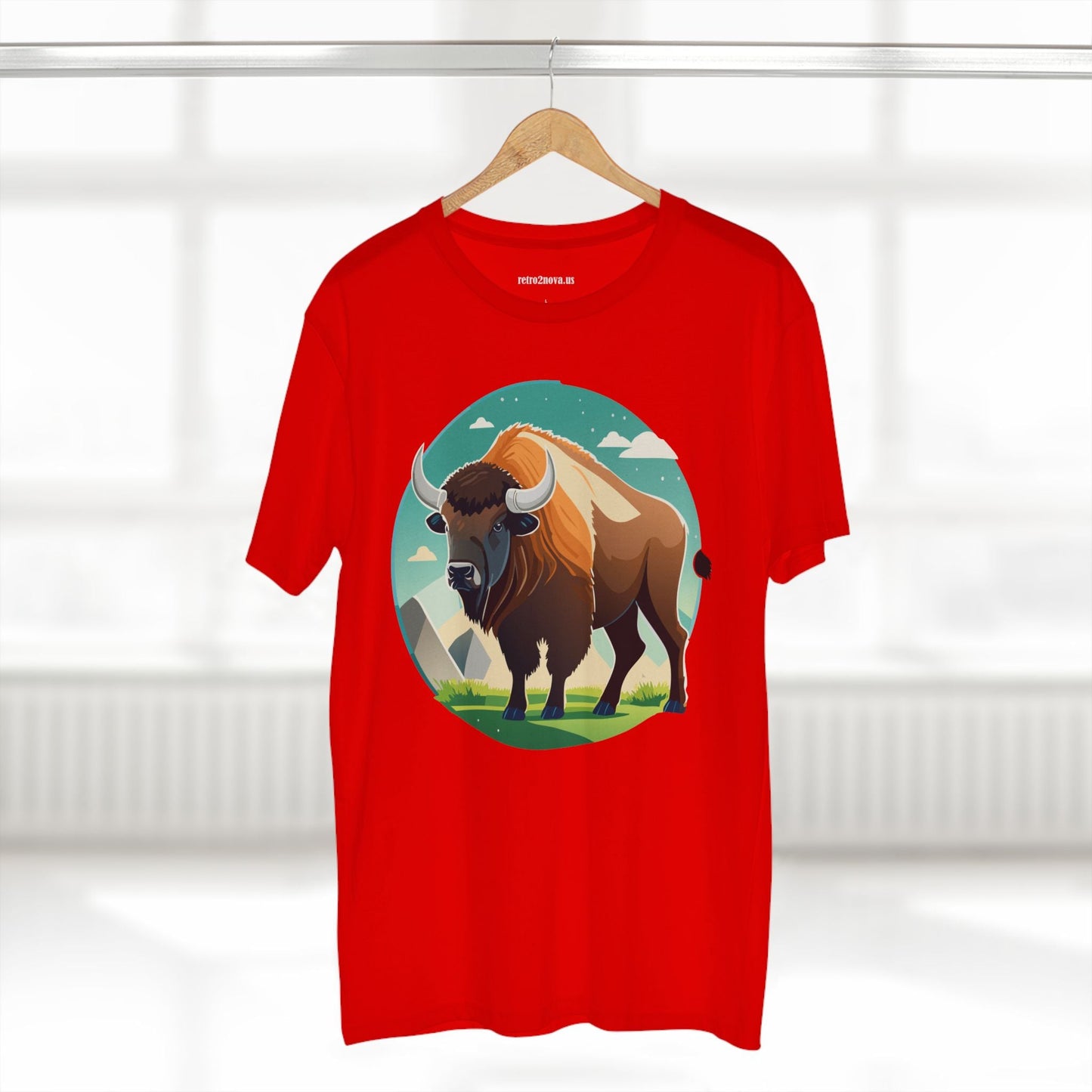 Bison Shirt Unisex Premium Cotton Tee With Original Art Design From Retro2Nova Animals Collection Exclusive Art Series