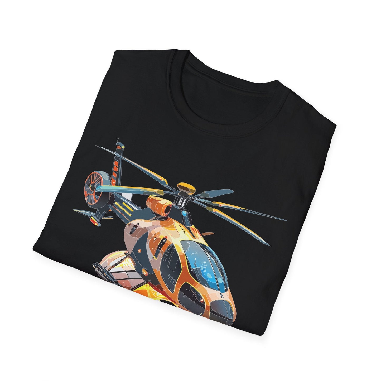 Unisex Helicopter Chopper T Shirt Softstyle 64000 Gildan Durable Lightweight Tee Design