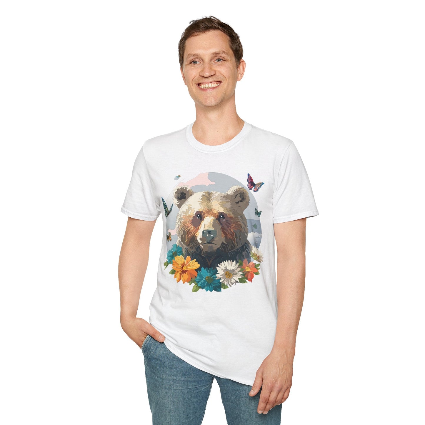 Bear T Shirt Unisex Gildan Softstyle Cotton Tee With Teddy Bear Design Lightweight Comfort