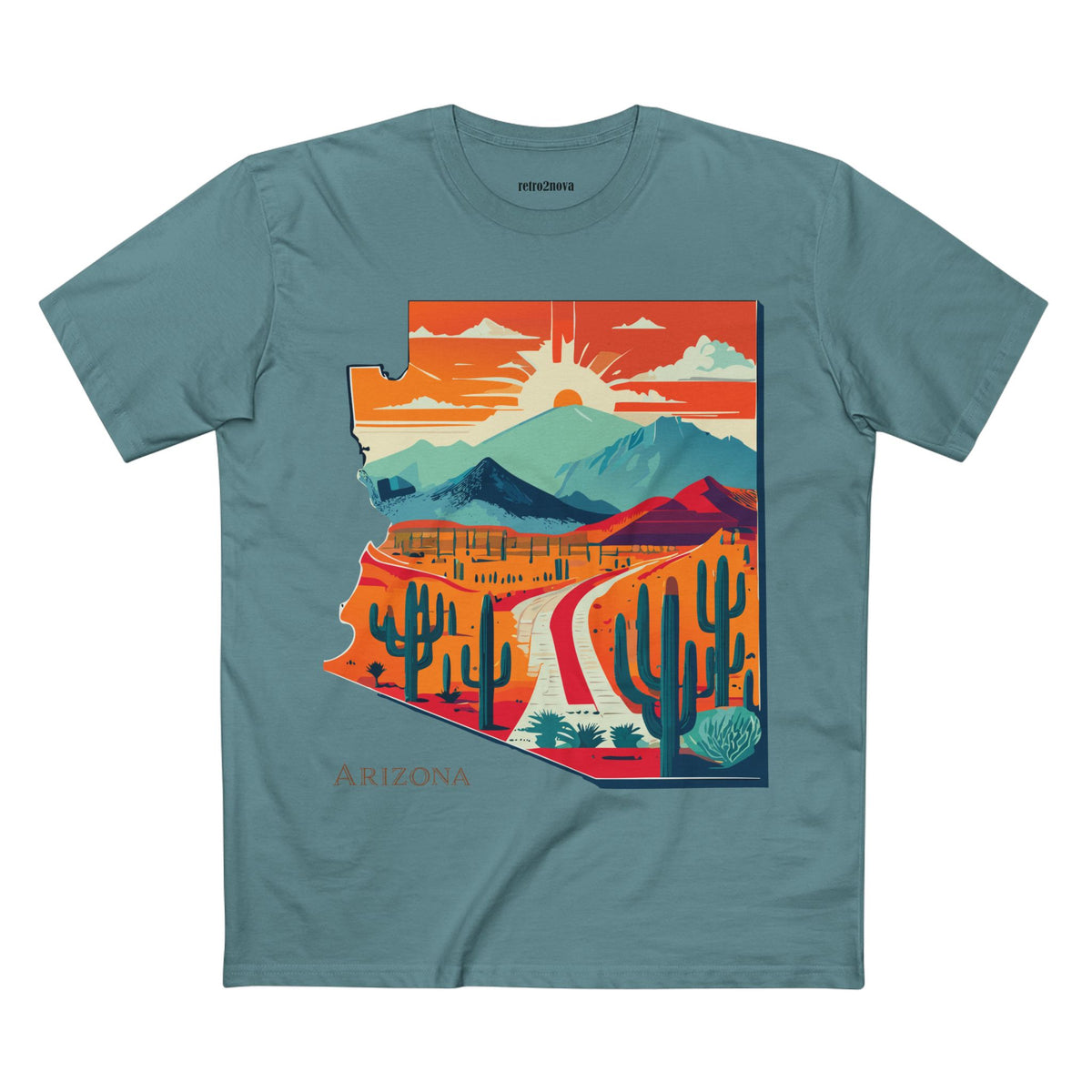 Arizona Desert Road Trip Tee | Retro Sunset Cactus Scenic Mountain Design