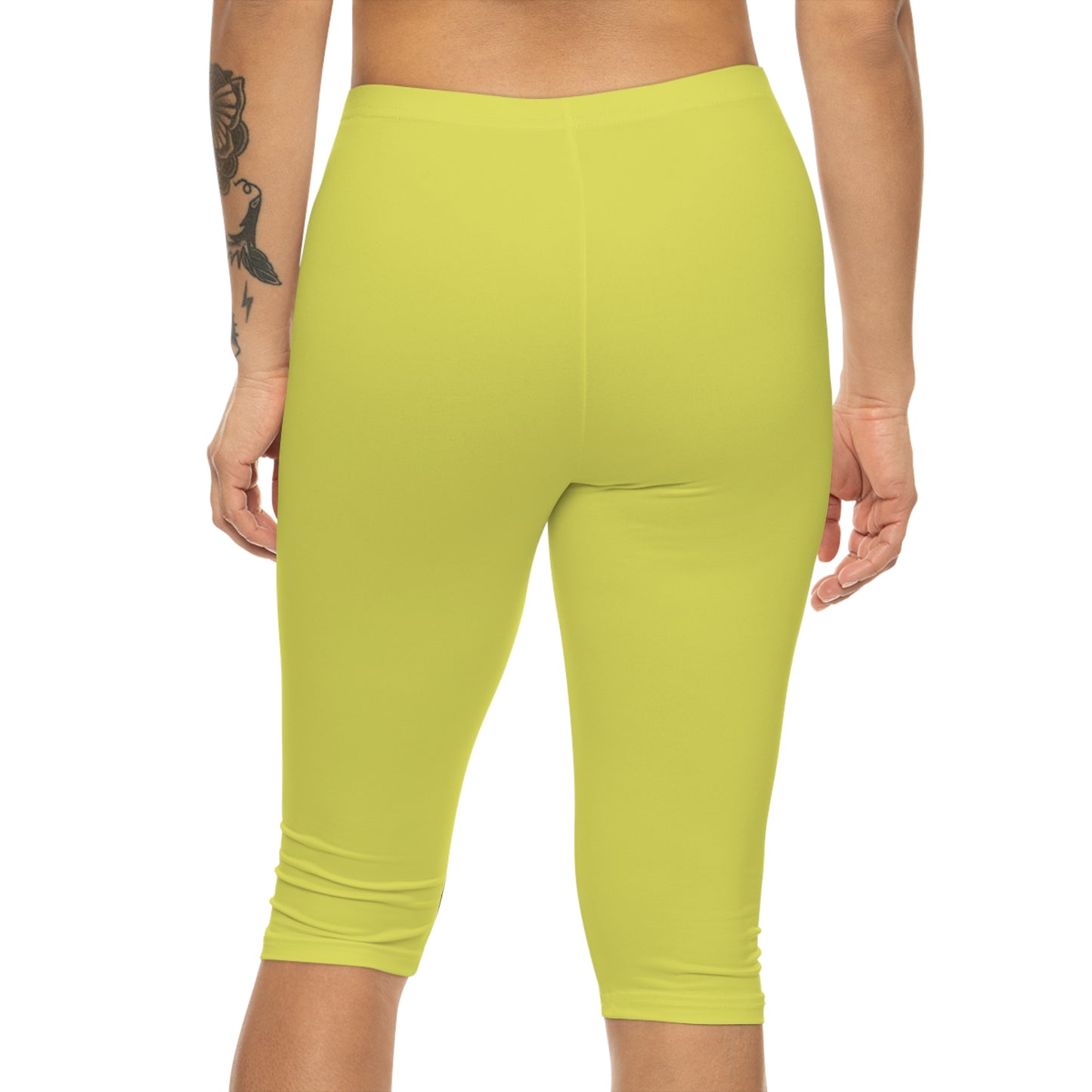 Lemon Color Women's Brushed Suede Poly Span Casual Capri Leggings XS-2XL
