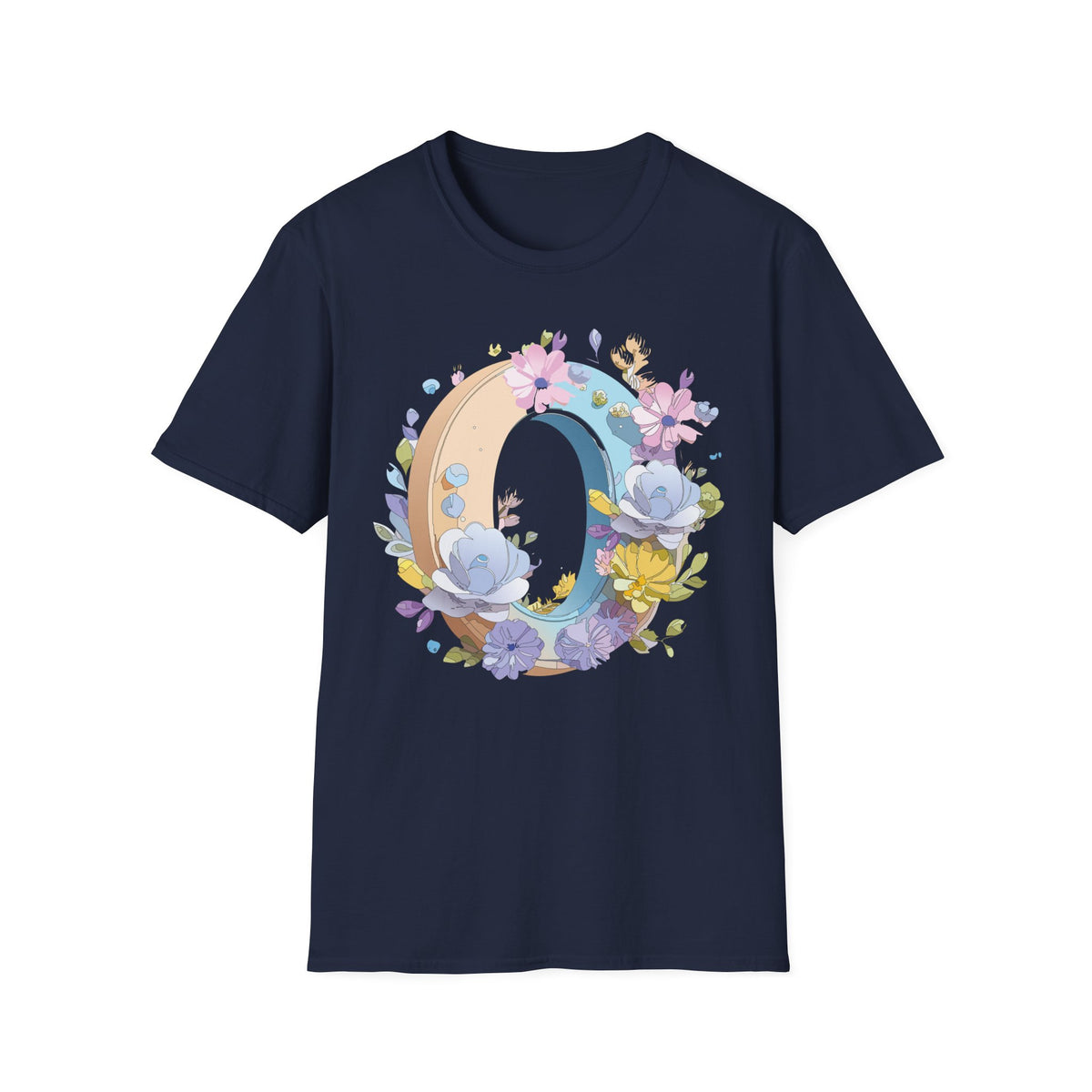 Floral Letter O Shirt | Monogram Initial O Tee, Pastel Flower Alphabet