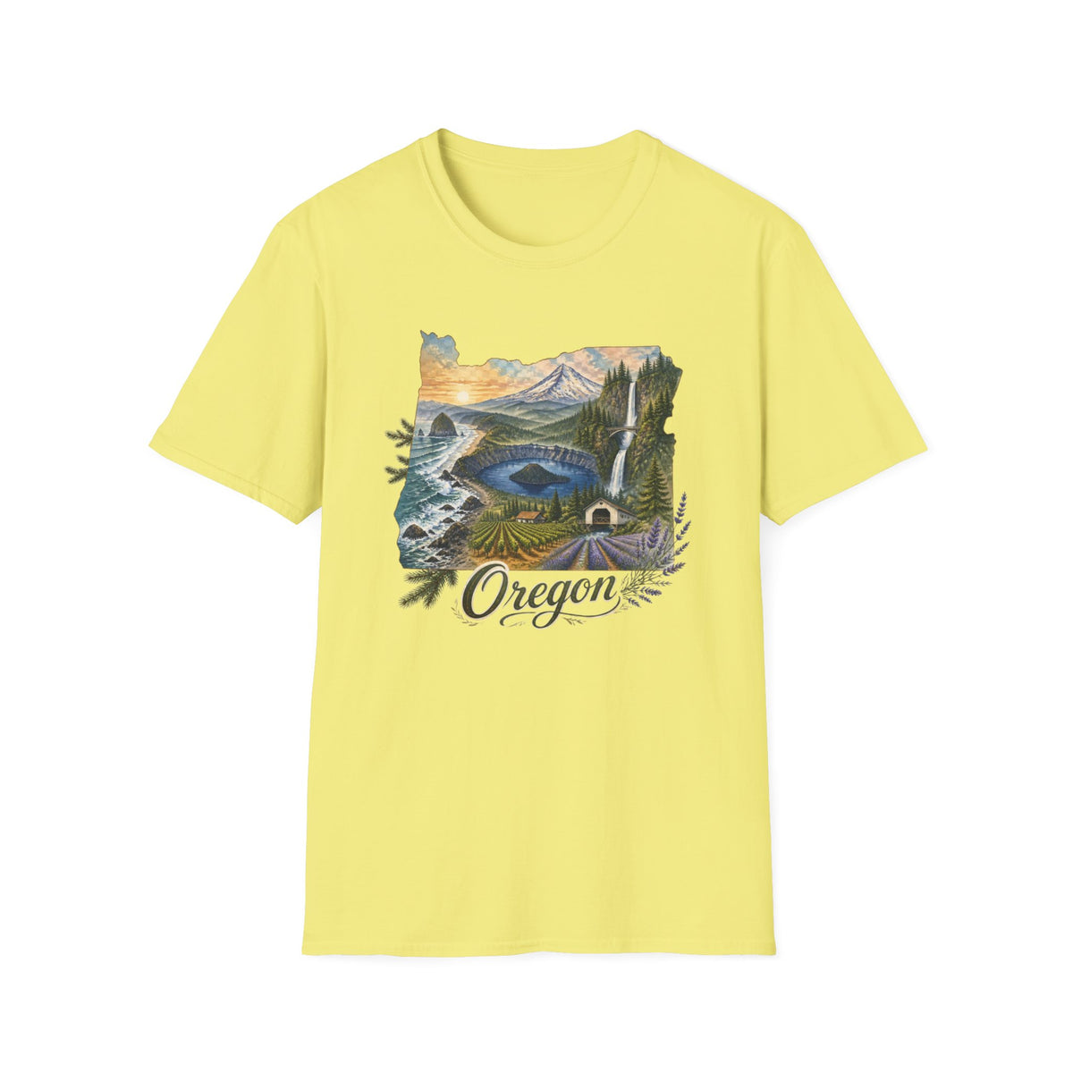 Oregon Crater Lake Mountains Travel Graphic Design Unisex 100 Cotton Gildan T-Shirt