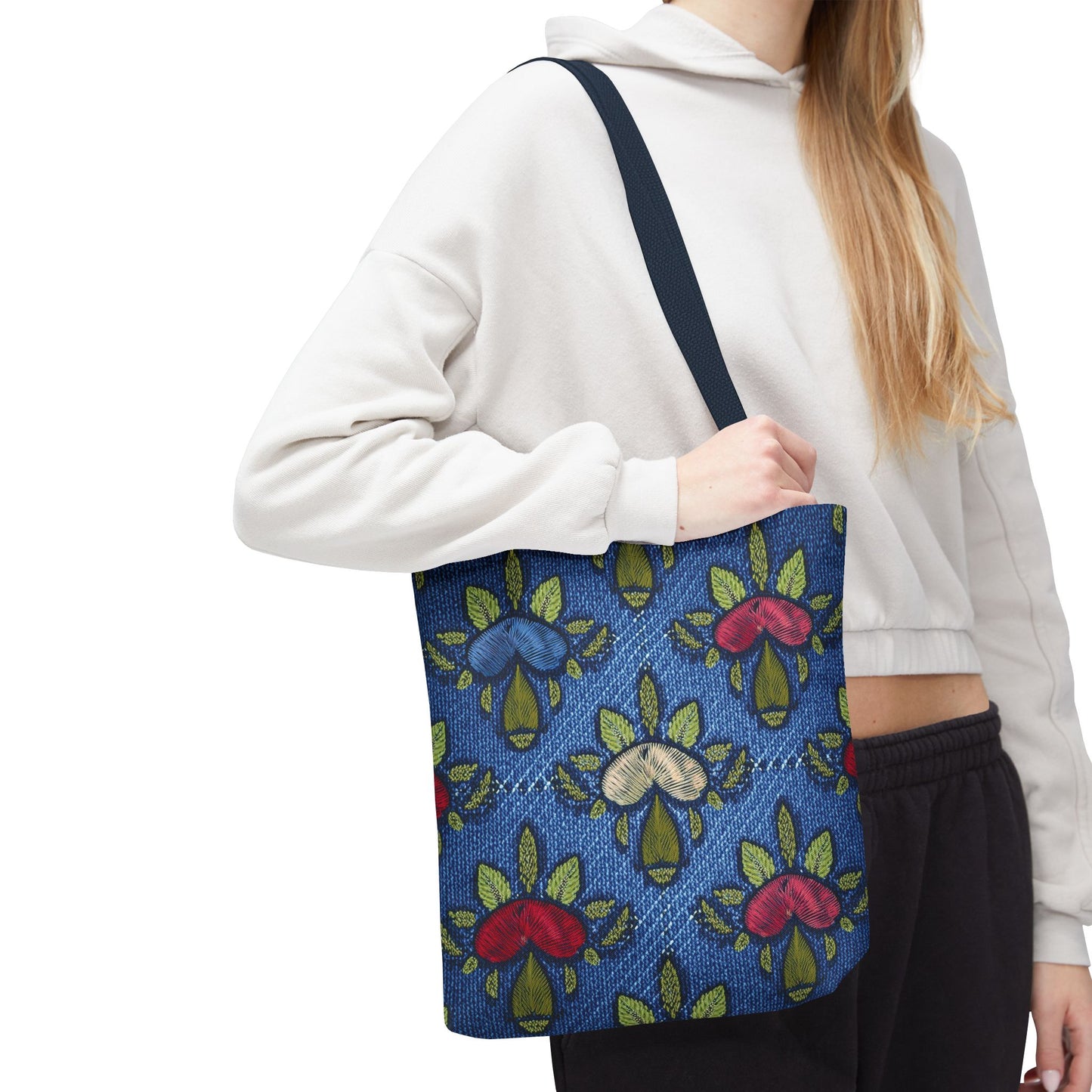 Denim Fabric Imitation Print Unisex Canvas Bag Poly Spun 3 Sizes Tote Bag 168