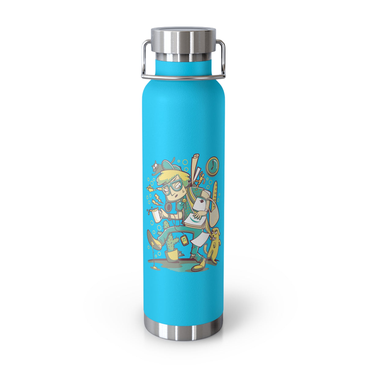 22oz Copper Insulated Water Bottle with Cartoon Design - CV69