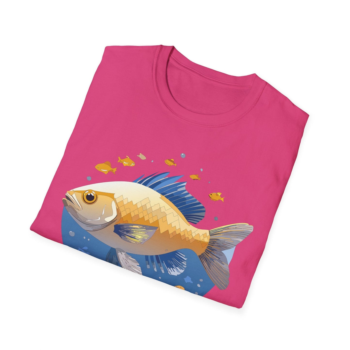 Fish Art Graphic Tee Shirt Unisex Gildan Softstyle 64000 100 Percent Ring Spun Cotton
