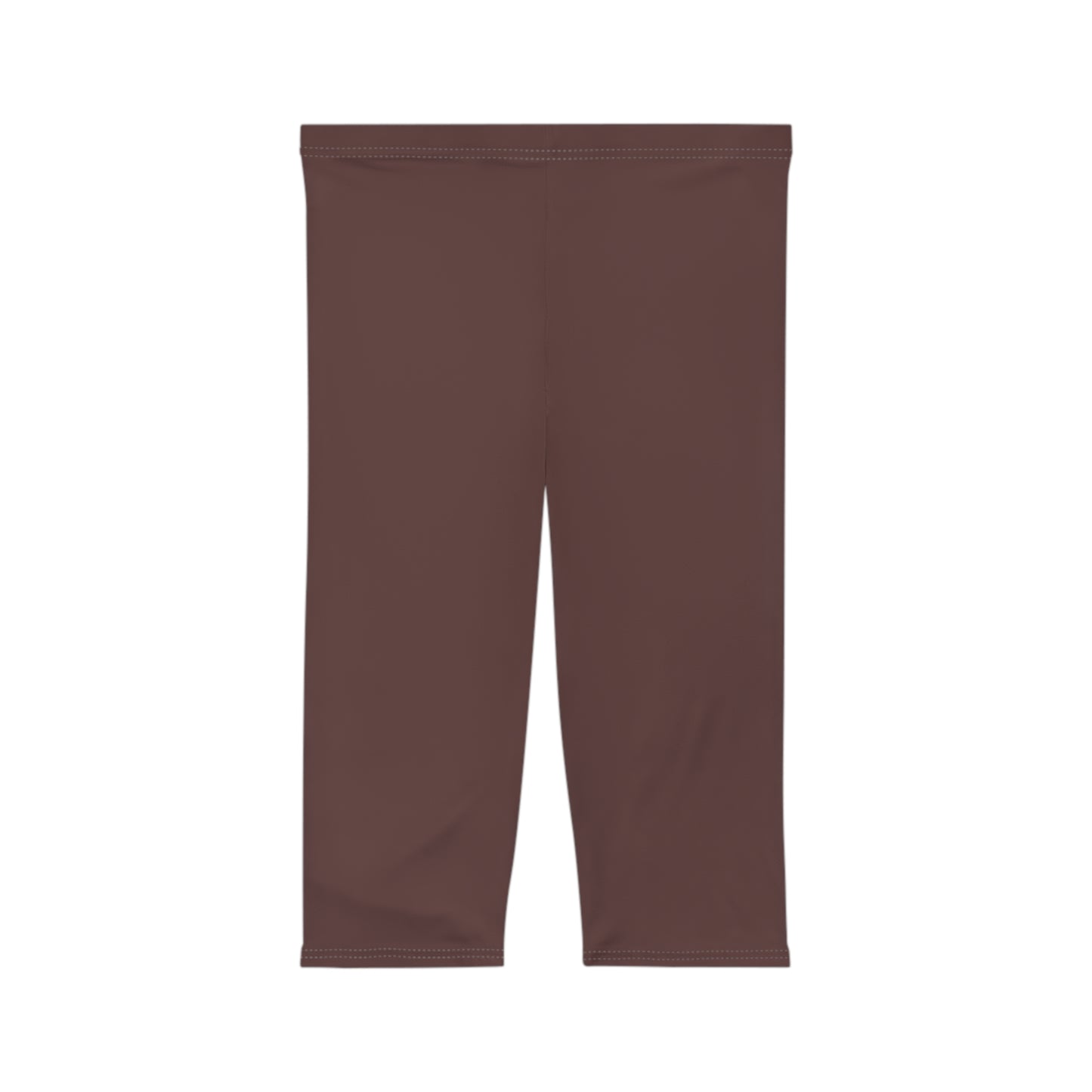 Plum Brown Color Women's Brushed Suede Poly Span Casual Capri Leggings XS-2XL