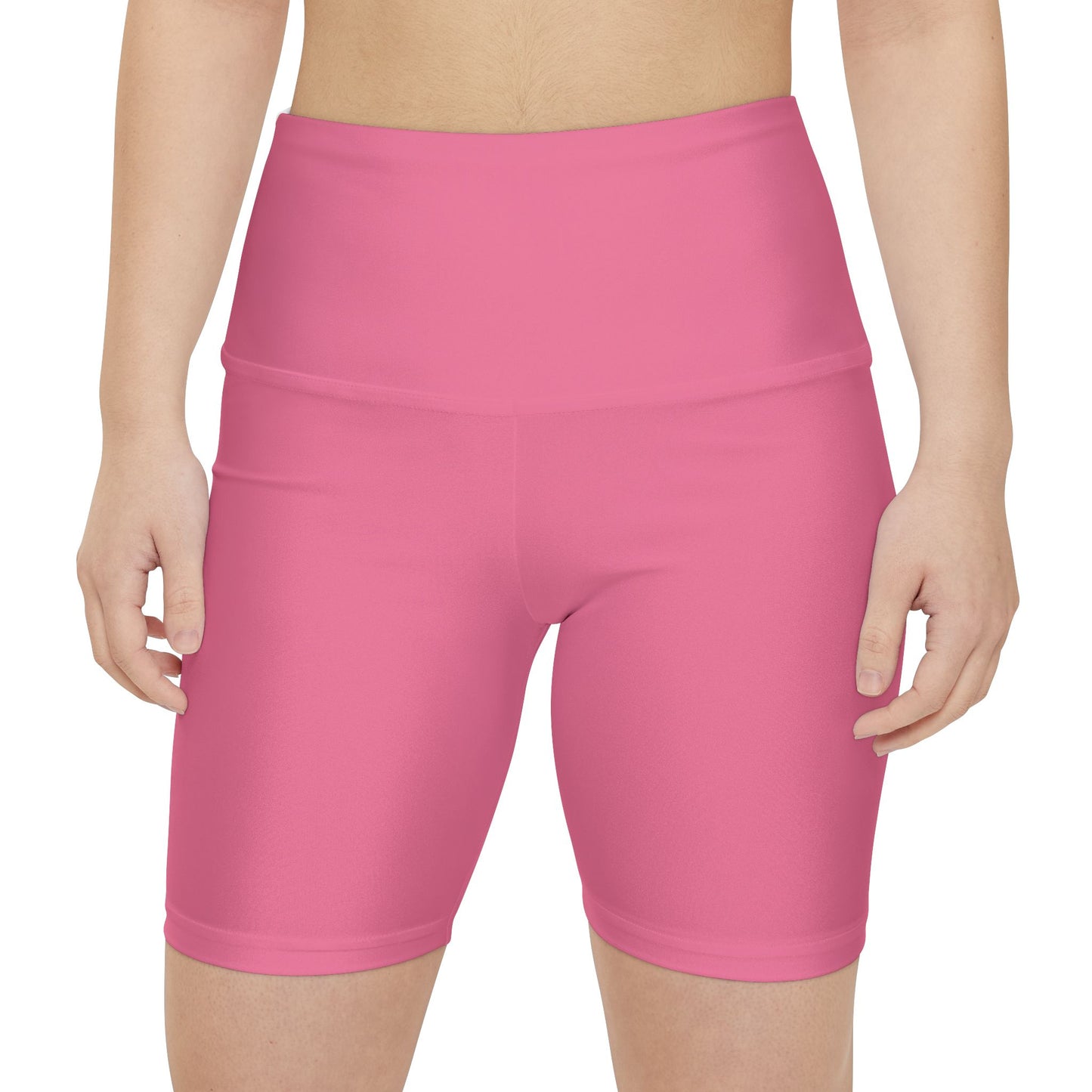 Petal Rouge Rose Women's Workout Shorts — Solid High-Waist Biker Shorts for Exercise & Everyday Wear
