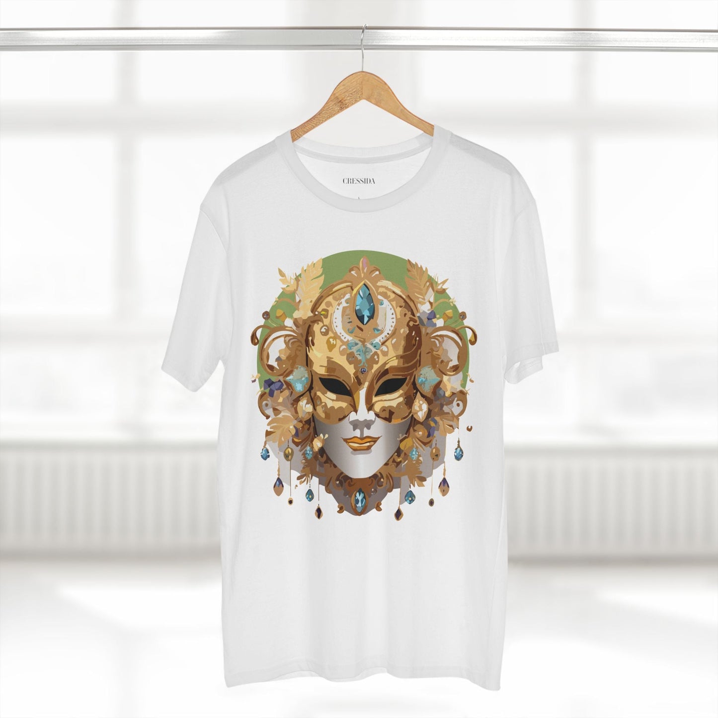 Carnival Mask Graphic T-Shirt Unisex 100 Cotton With Antique Gold Art Design Tee 11