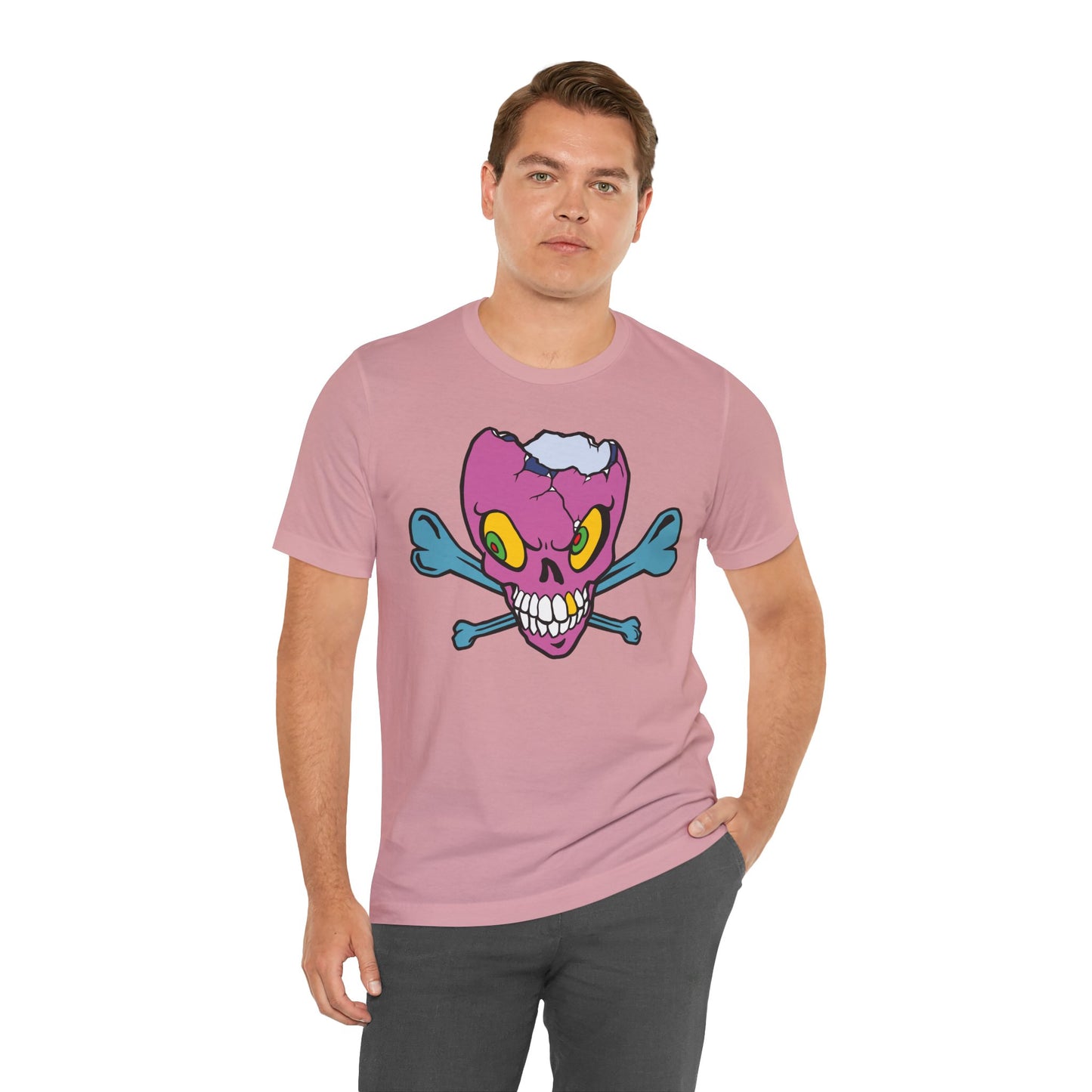 Purple Skull Graphic Design Tee, Skull Shirt, Vintage Tees, Art Design T-Shirt, Vintage Graphic Tee, Art Shirts with Skulls 5