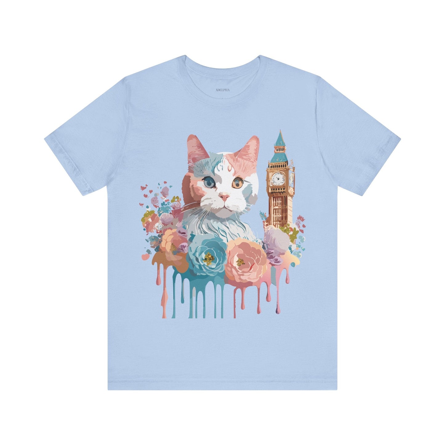 Unisex Cat Graphic Tee With Short Sleeve Vintage Inspired Art Adelpha