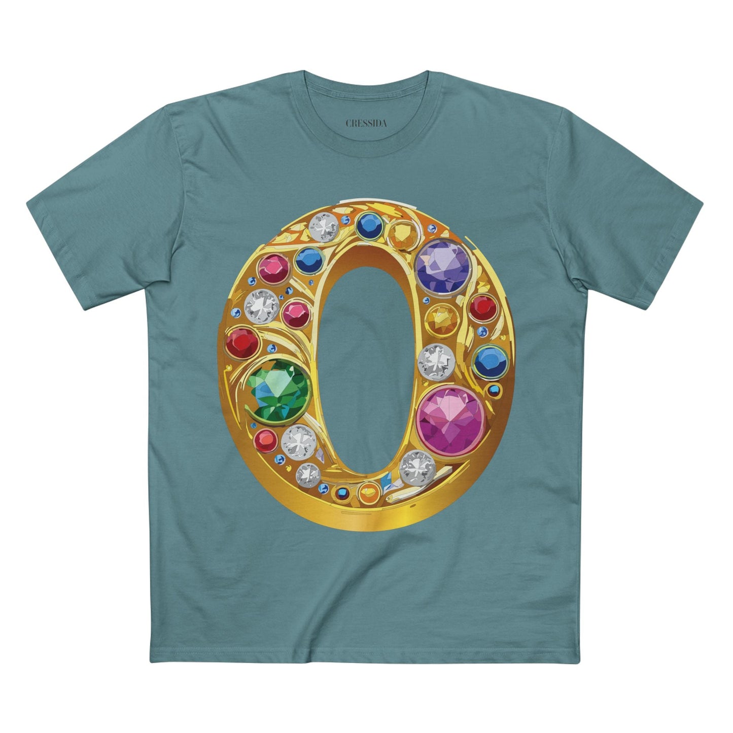 Letter O Graphic Design Tee Unisex 100 Cotton With Antique Gold Letters Artwork T-Shirt