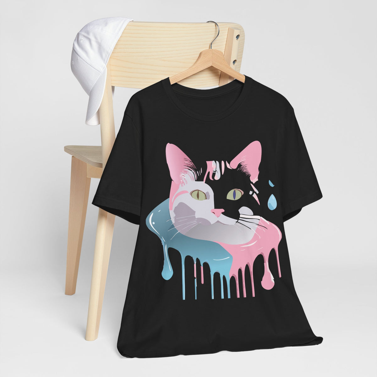 Cat Graphic Unisex Cotton Bella+Canvas Tee with Art Animal Design e106