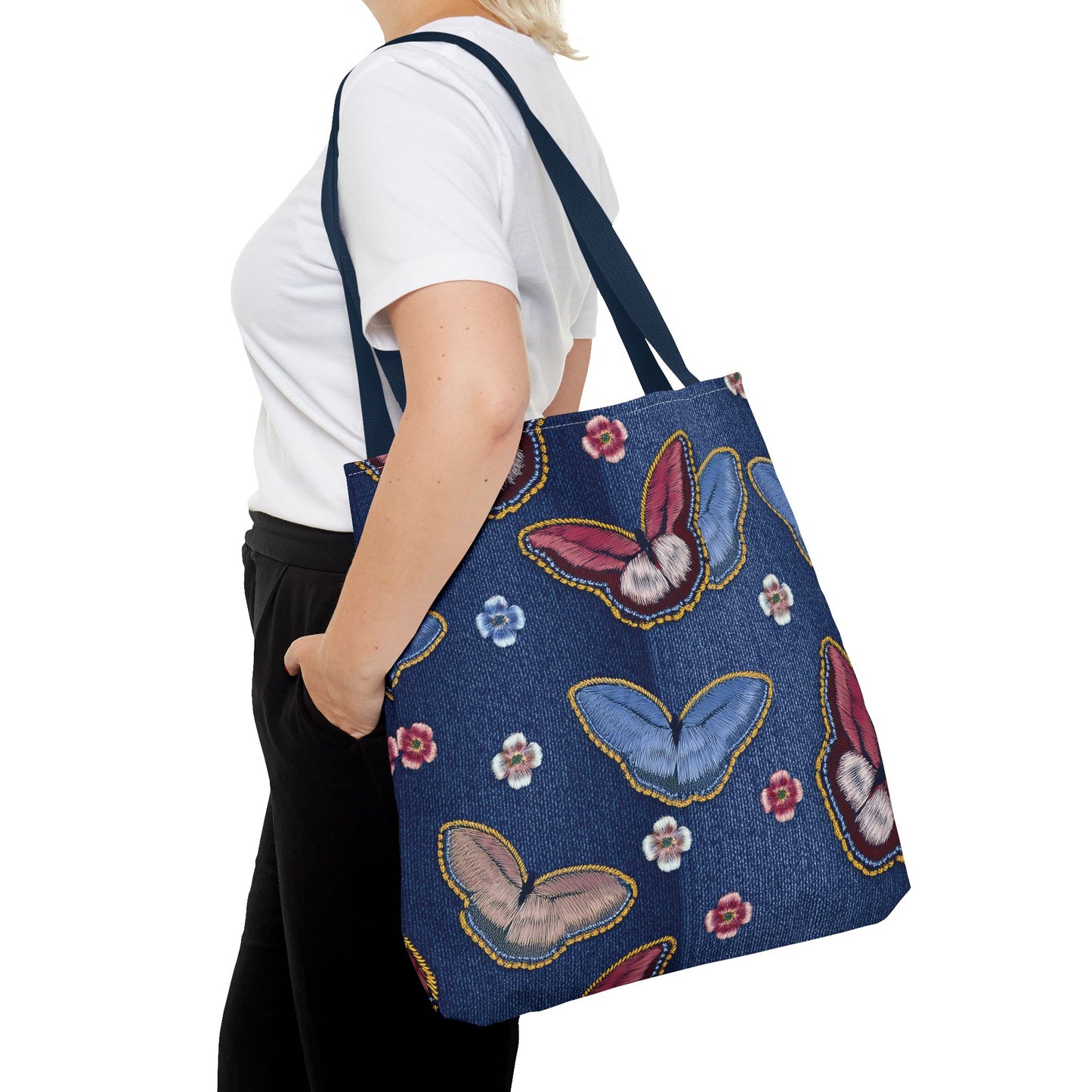 Denim Fabric Imitation Print Unisex Canvas Bag Poly Spun 3 Sizes Tote Bag 180