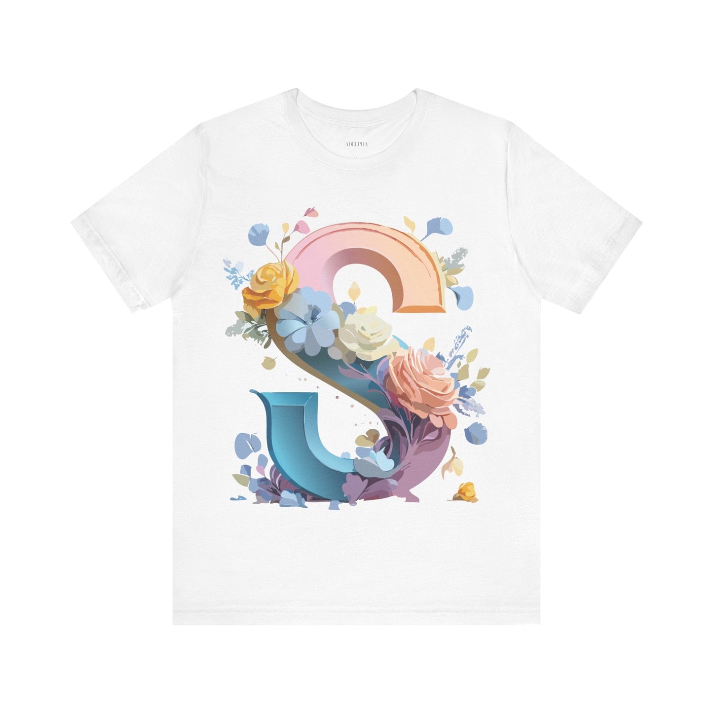 Letter S Graphic Tee Unisex Short Sleeve Shirt Adelpha Vintage Inspired Art Design