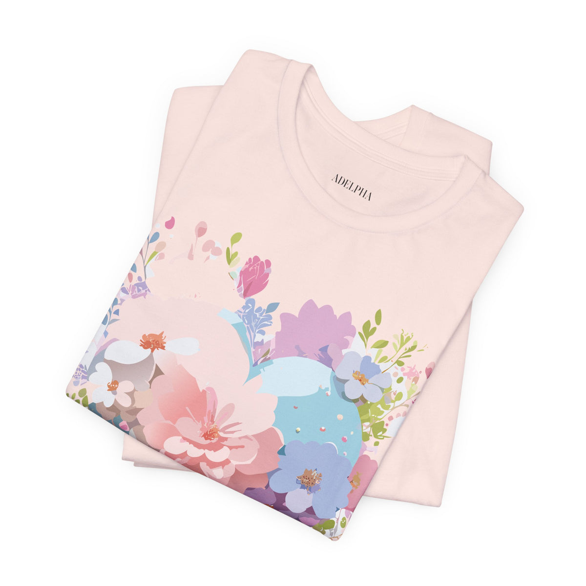 Valentine's Day Graphic Unisex Cotton Bella+Canvas Tee with Floral Art Design d137